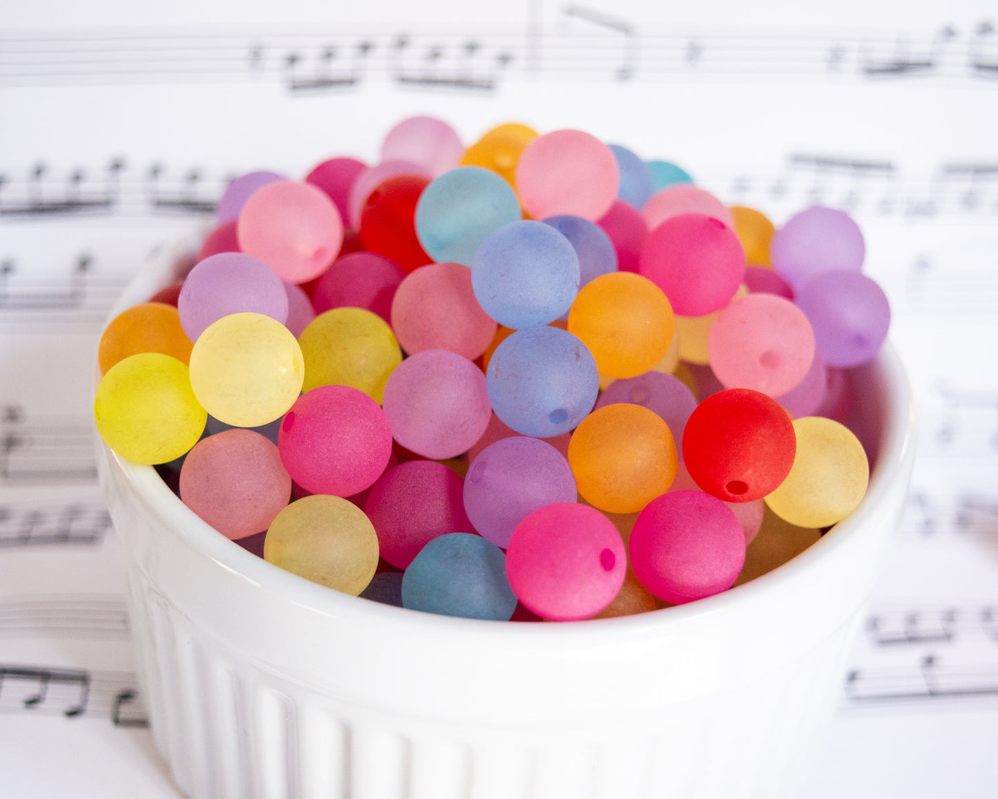 12mm Round Frosted Acrylic Beads in Pretty Colors, Lightweight Semi-Translucent Fun, Satin Finish Mixed Colors For DIY Jewelry and Crafts