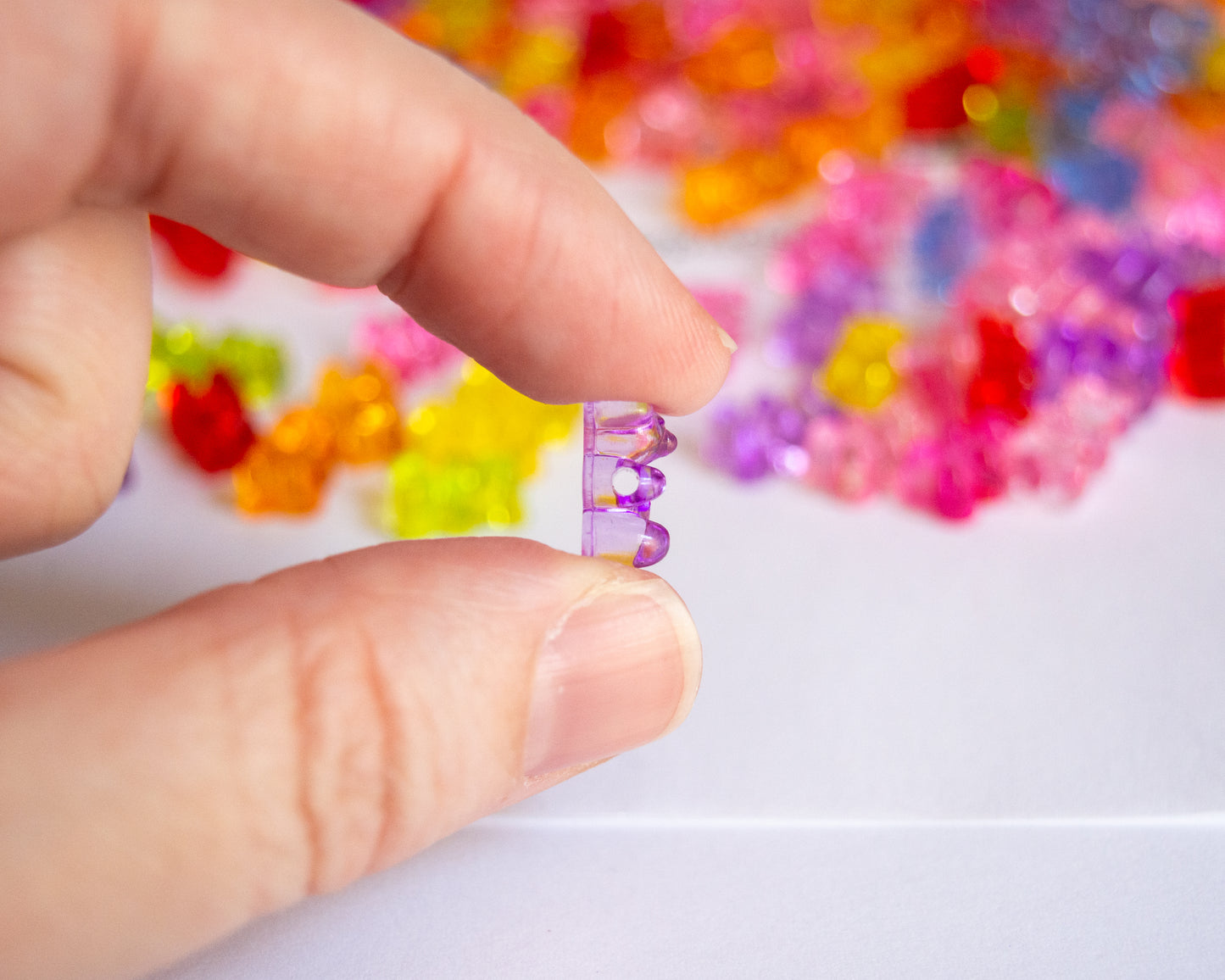 12x7.5mm Teddy Bear Beads, Side Drilled, in Transparent Colored Acrylic