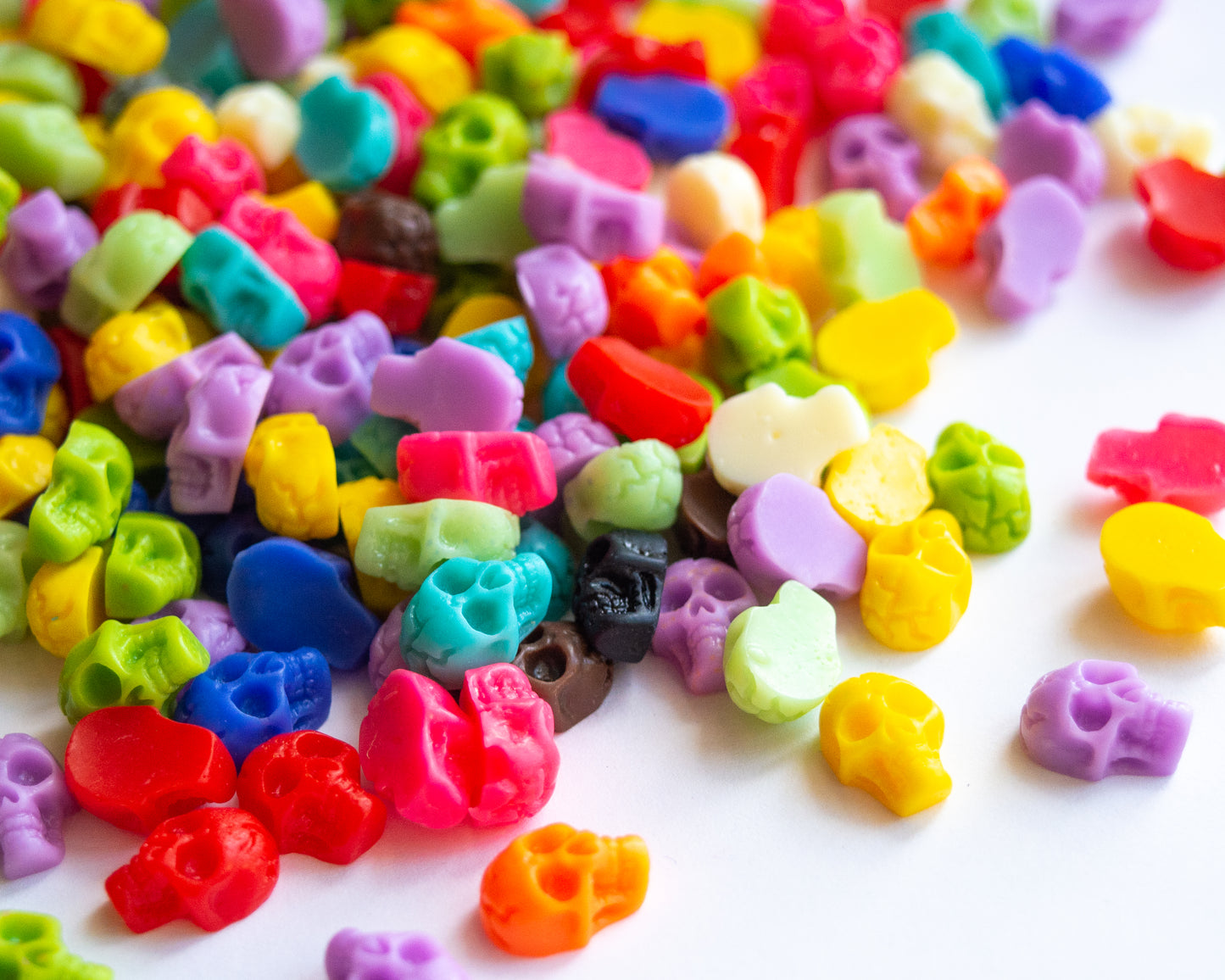 11mm x 8mm Skull Cabochons, Undrilled Resin Flatbacks in Mixed Colors