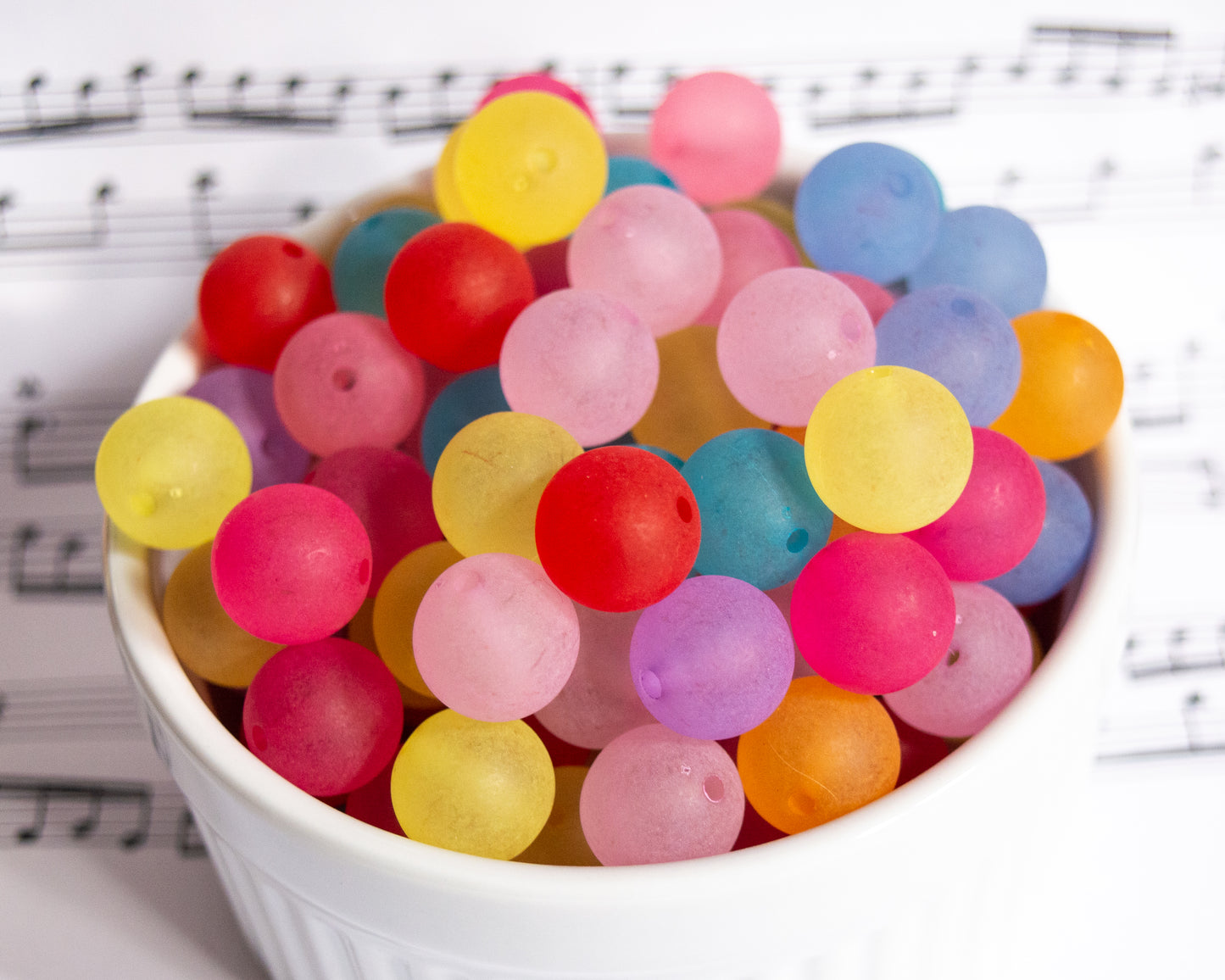 14mm Round Frosted Acrylic Beads in Pretty Colors, Lightweight Semi-Translucent Fun, Satin Finish Mixed Colors For DIY Jewelry and Crafts