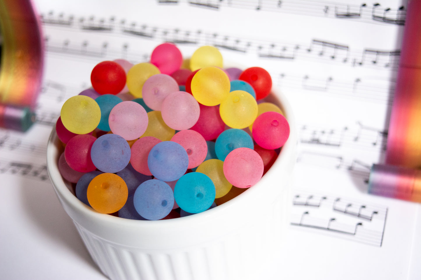 14mm Round Frosted Acrylic Beads in Pretty Colors, Lightweight Semi-Translucent Fun, Satin Finish Mixed Colors For DIY Jewelry and Crafts