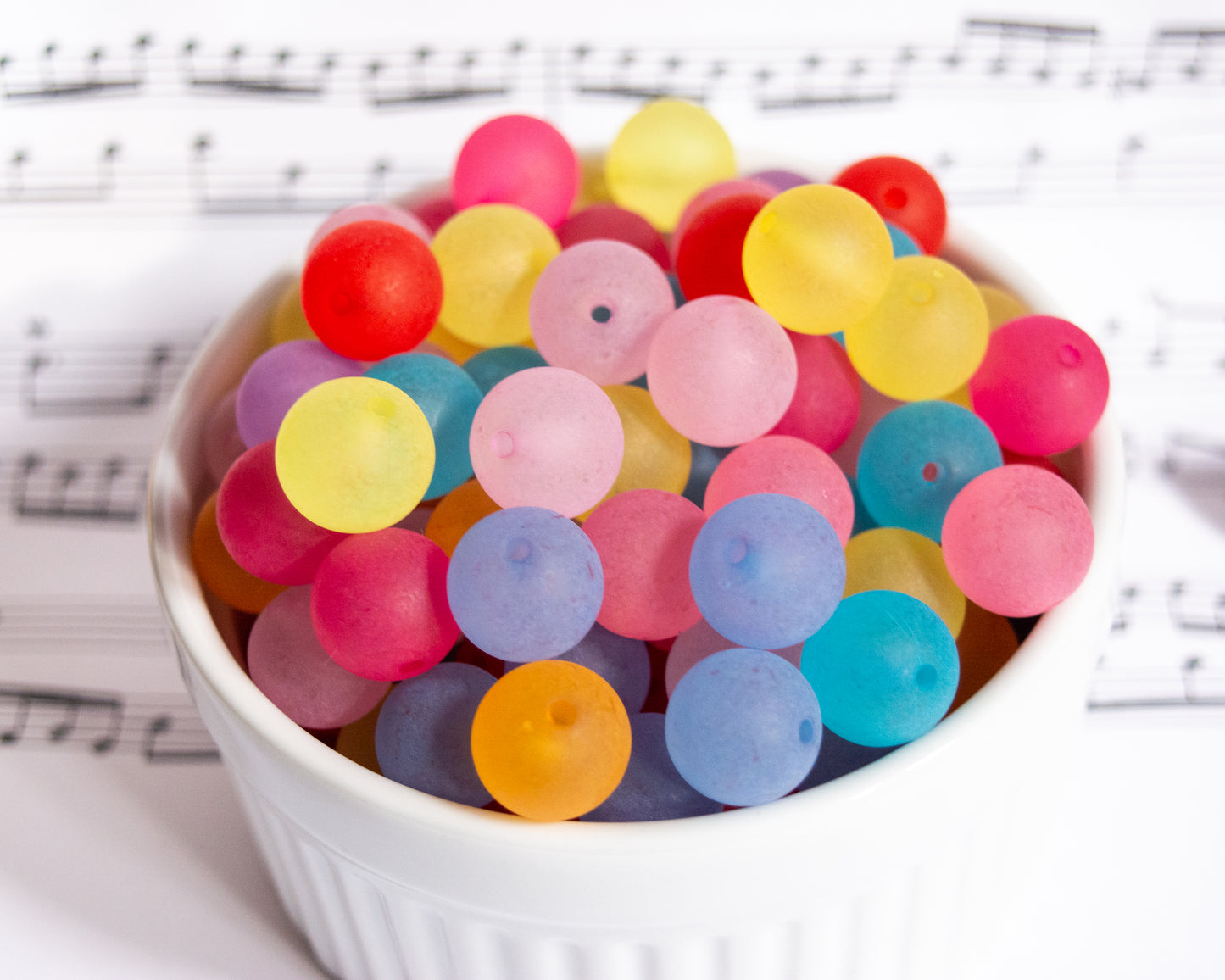 14mm Round Frosted Acrylic Beads in Pretty Colors, Lightweight Semi-Translucent Fun, Satin Finish Mixed Colors For DIY Jewelry and Crafts