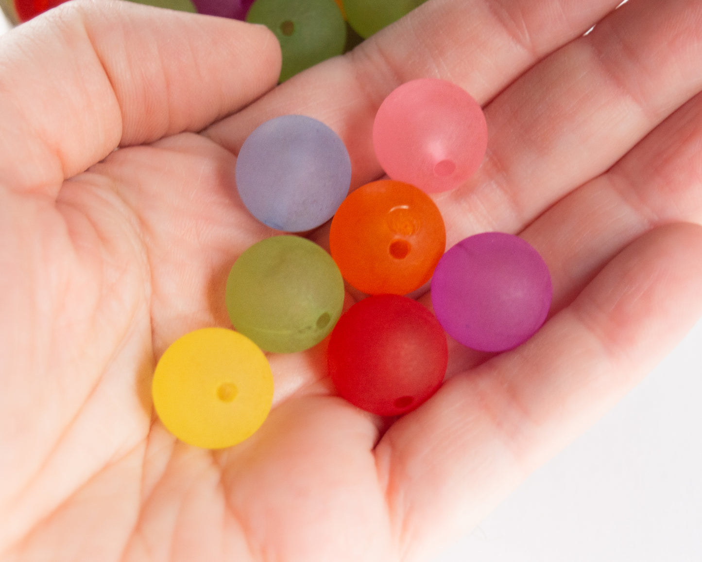 16mm Round Frosted Acrylic Beads in Pretty Colors, Lightweight Semi-Translucent Fun, Satin Finish Mixed Colors For DIY Jewelry and Crafts
