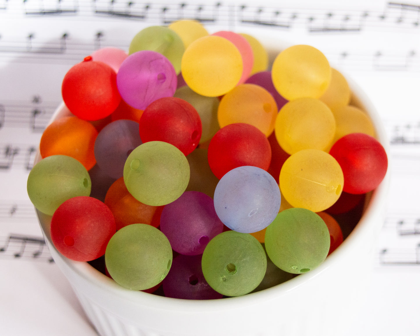 16mm Round Frosted Acrylic Beads in Pretty Colors, Lightweight Semi-Translucent Fun, Satin Finish Mixed Colors For DIY Jewelry and Crafts