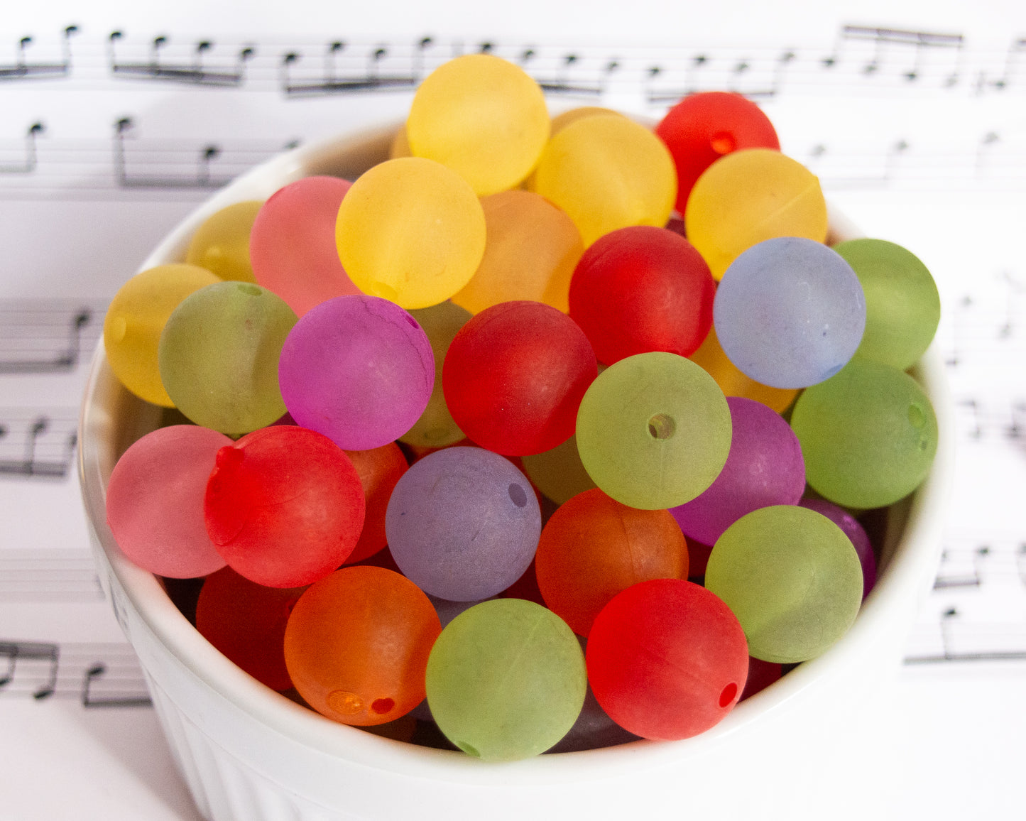16mm Round Frosted Acrylic Beads in Pretty Colors, Lightweight Semi-Translucent Fun, Satin Finish Mixed Colors For DIY Jewelry and Crafts