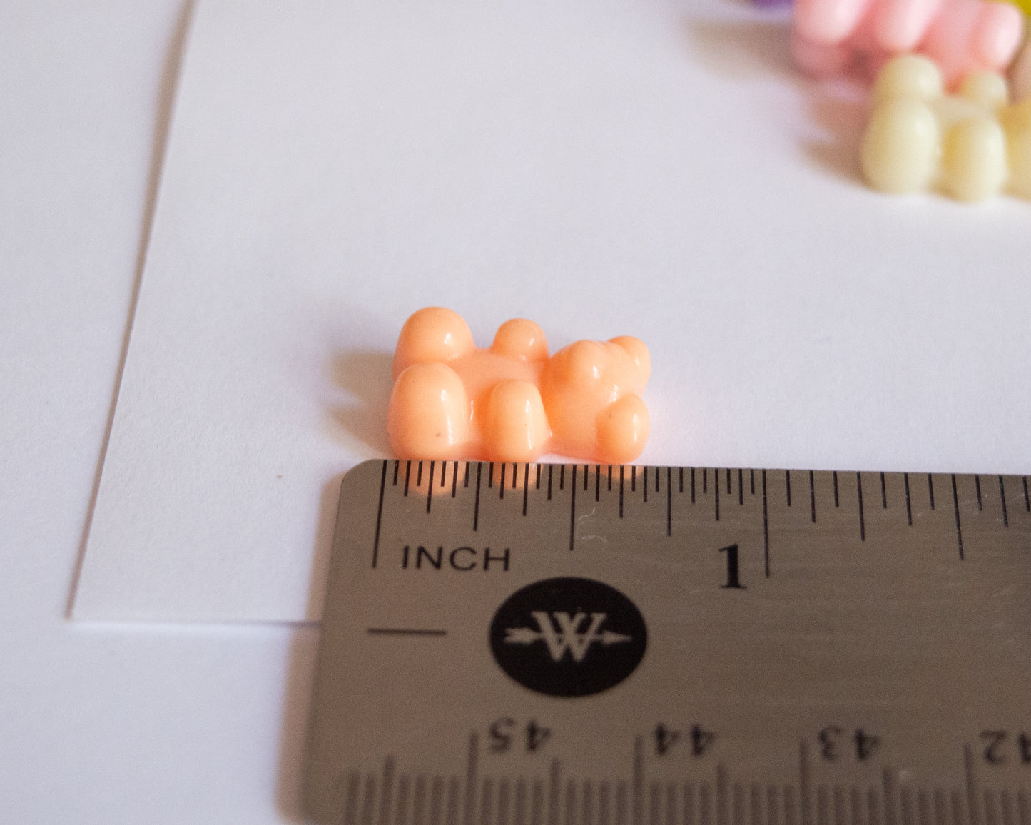 18x11mm Teddy Bear Beads in Pastel Colored Acrylic