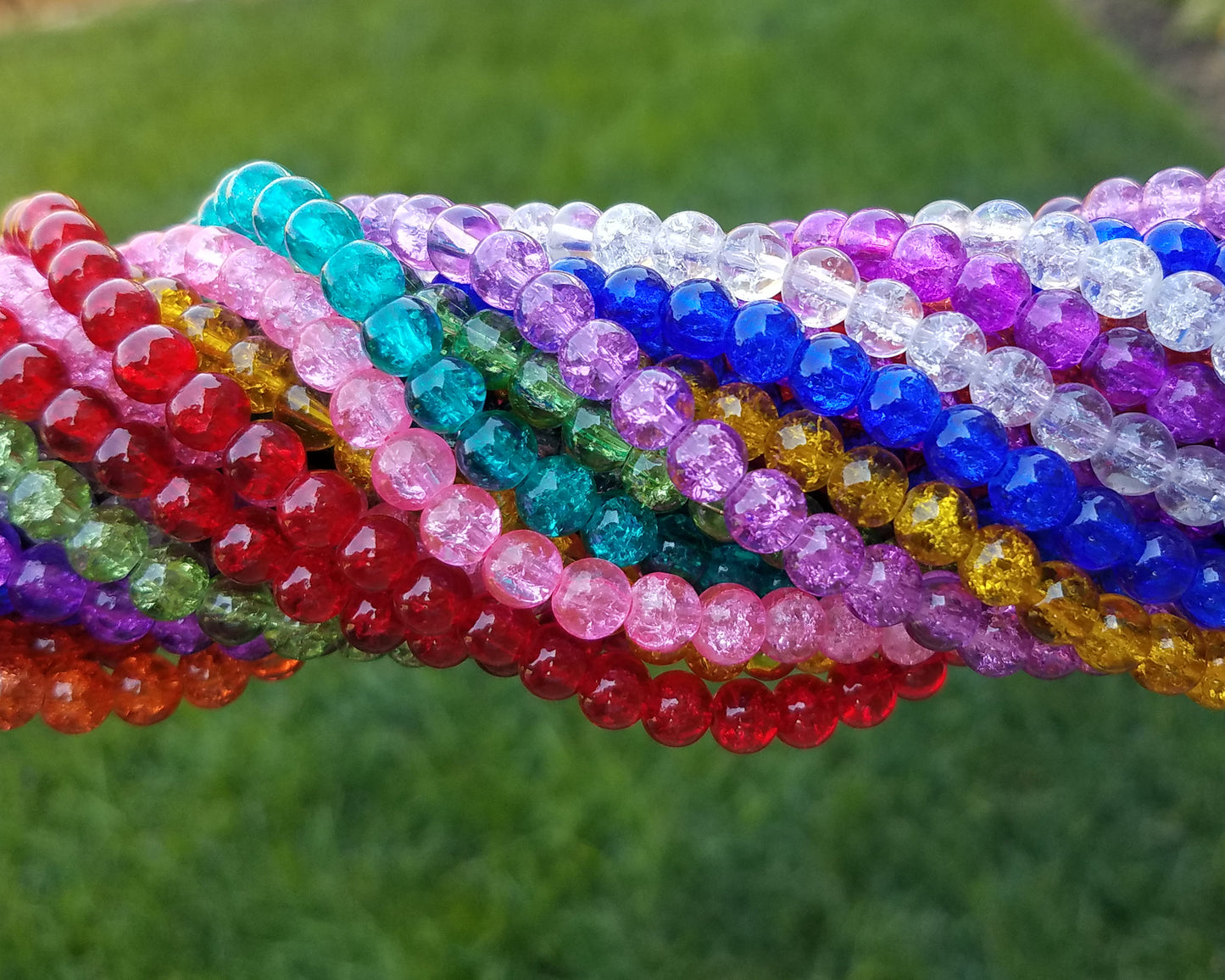 6x6.5mm Crackle Glass Beads 30" Strand, Choose Your Color