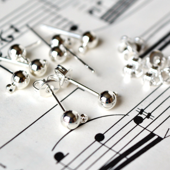 4mm Ball with Loop Post Earrings in Gold or Silver Plated Brass