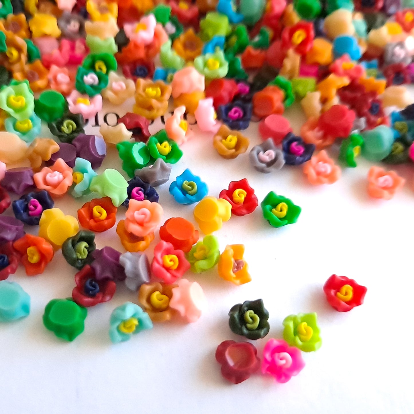 Tiny 5.5mm to 6mm Flower Cabochons, Colorful Autumn Mix Resin Flatbacks