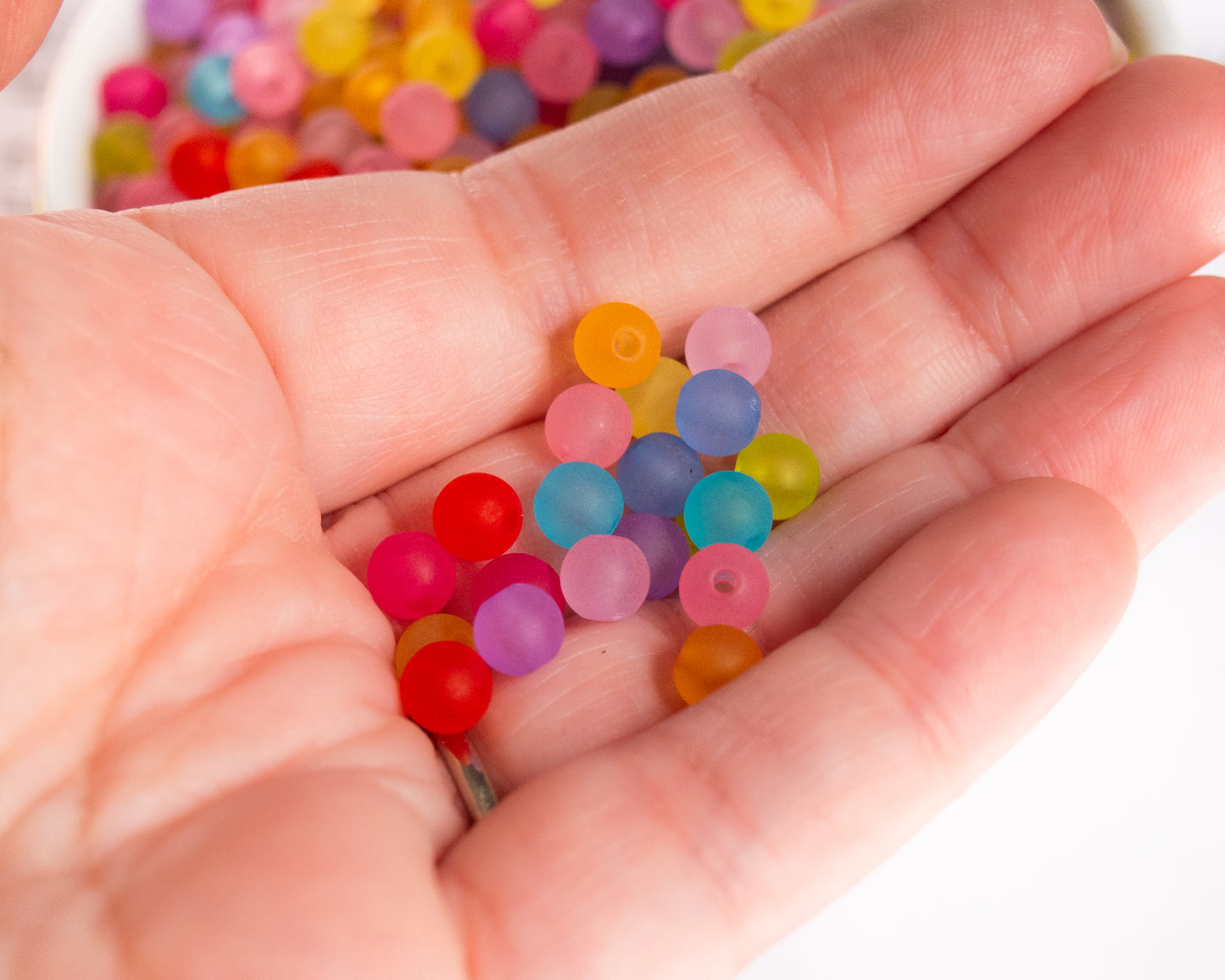 6mm Round Frosted Acrylic Beads in Pretty Colors, Lightweight Semi-Translucent Fun, Satin Finish Mixed Colors For DIY Jewelry and Crafts