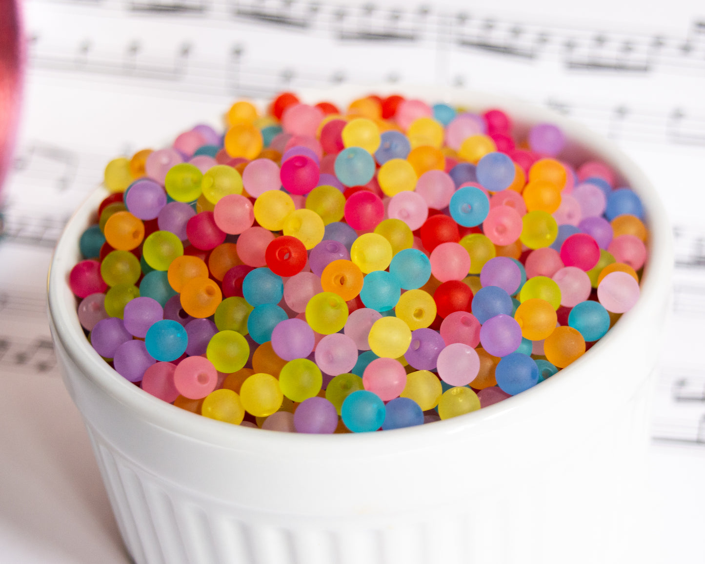 6mm Round Frosted Acrylic Beads in Pretty Colors, Lightweight Semi-Translucent Fun, Satin Finish Mixed Colors For DIY Jewelry and Crafts