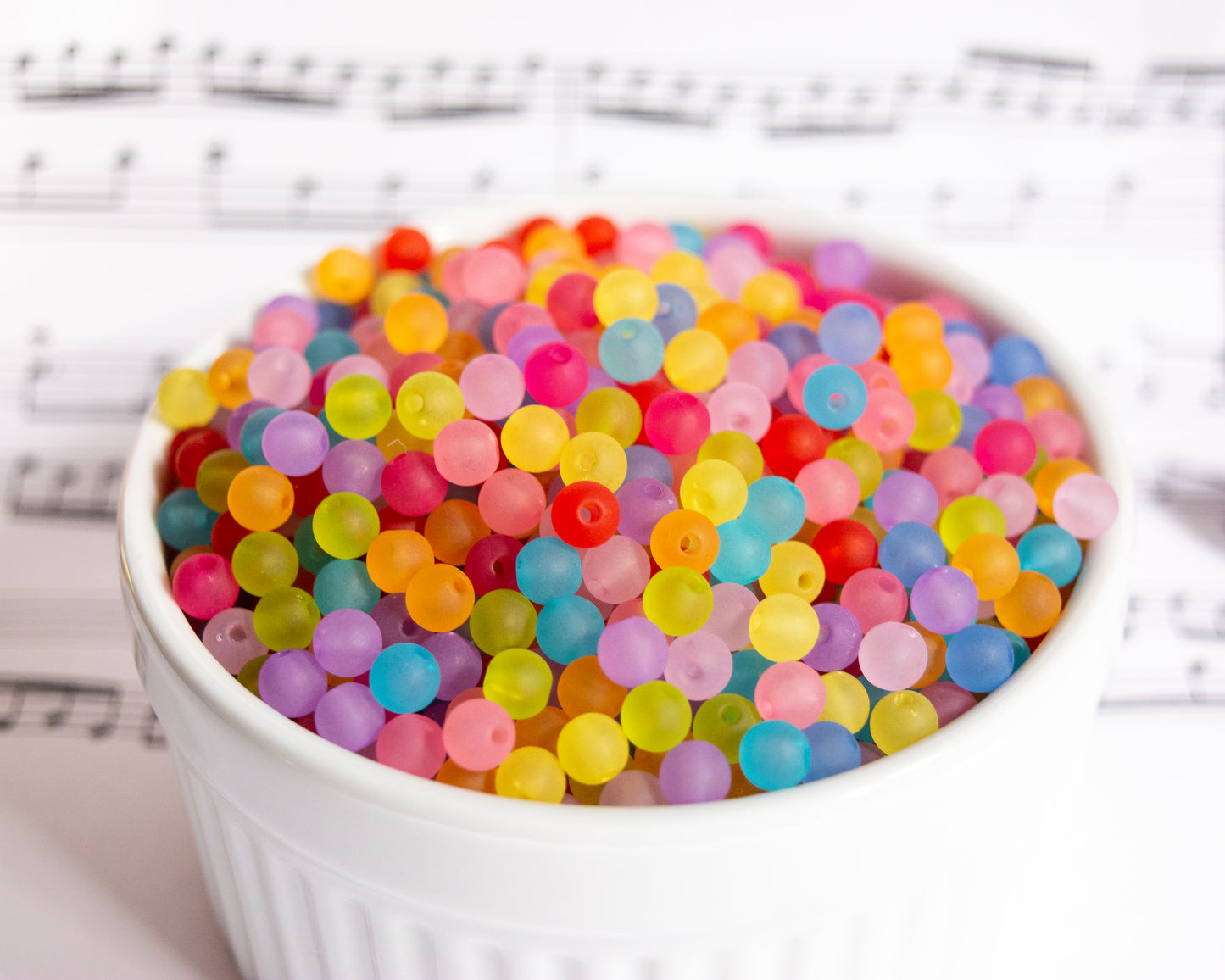 6mm Round Frosted Acrylic Beads in Pretty Colors, Lightweight Semi-Translucent Fun, Satin Finish Mixed Colors For DIY Jewelry and Crafts