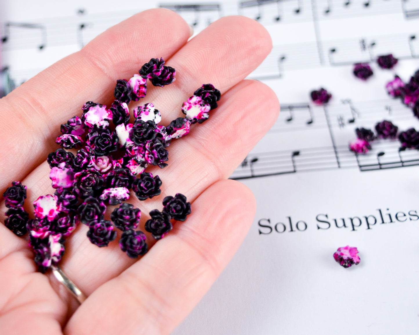 6x3mm Splatter Painted Rose Cabochons in Colorful Resin