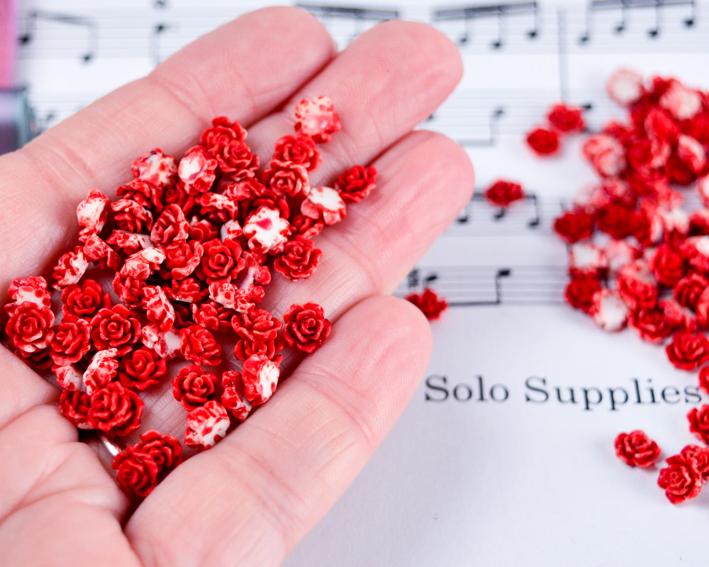 6x3mm Splatter Painted Rose Cabochons in Colorful Resin