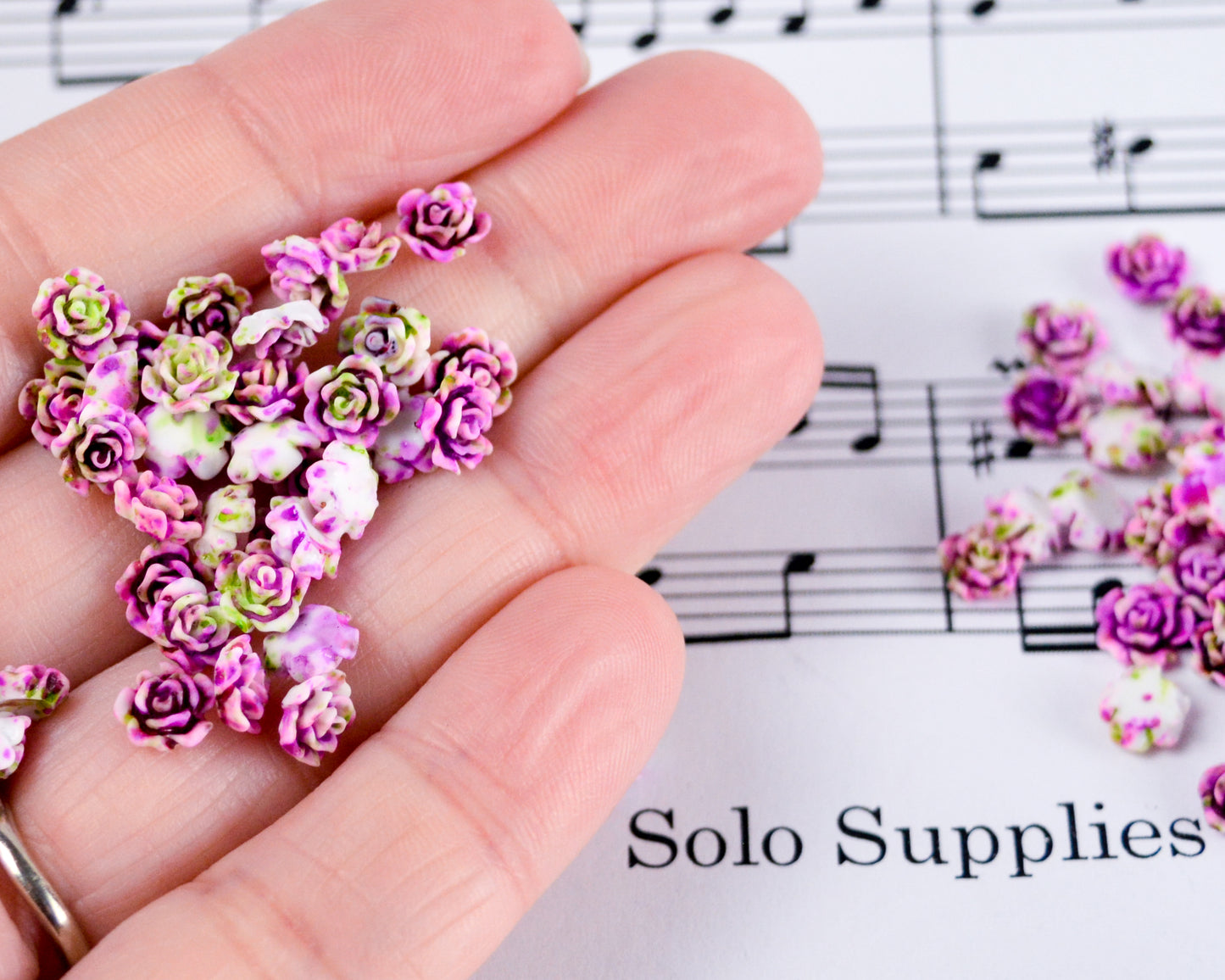 6x3mm Splatter Painted Rose Cabochons in Colorful Resin