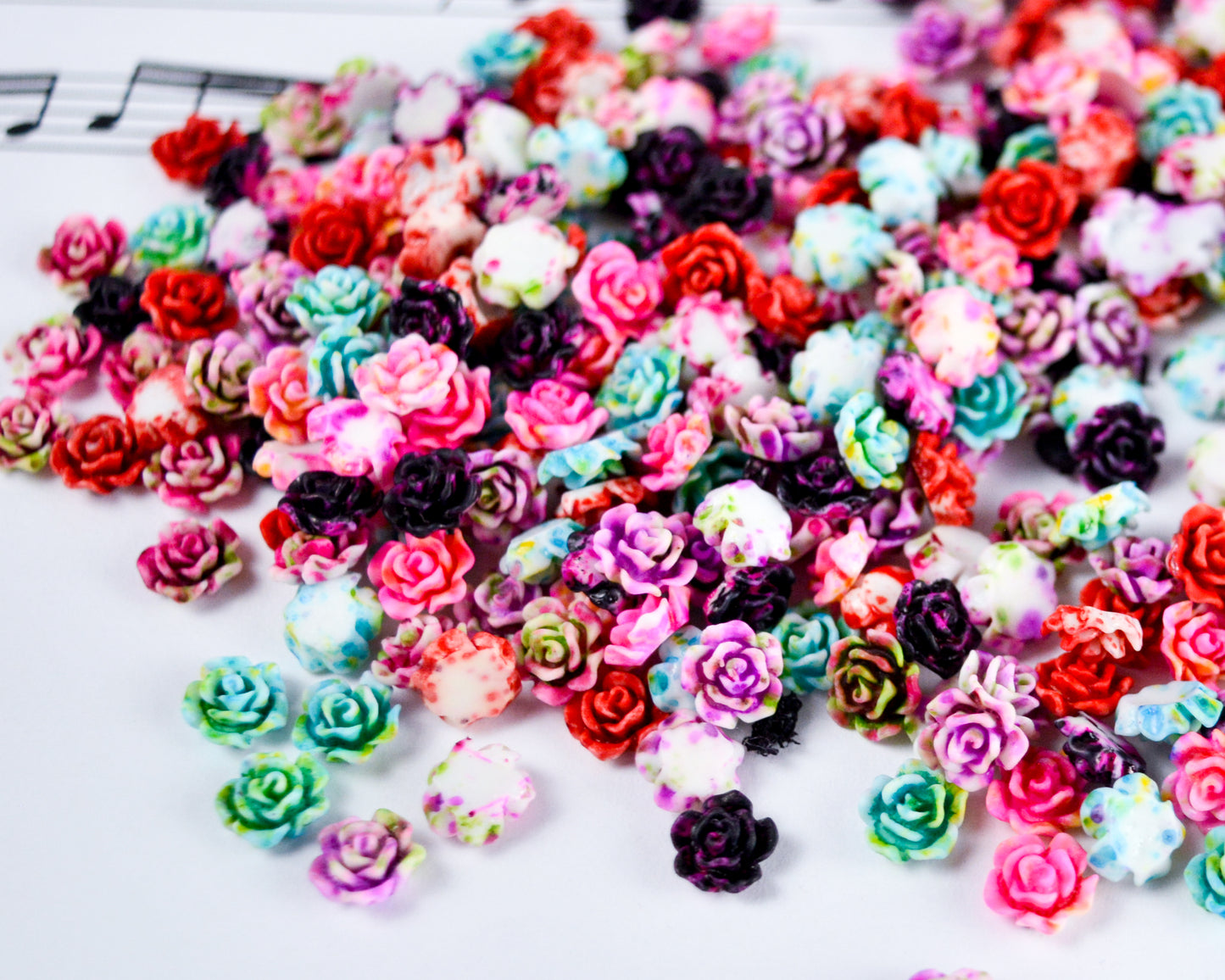 6x3mm Splatter Painted Rose Cabochons in Colorful Resin