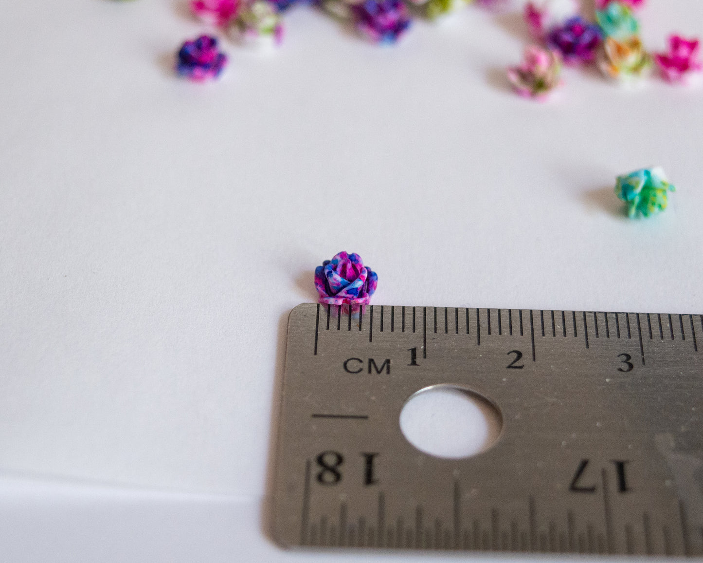 6x4.5mm Splatter Painted Rose Cabochons in Colorful Resin