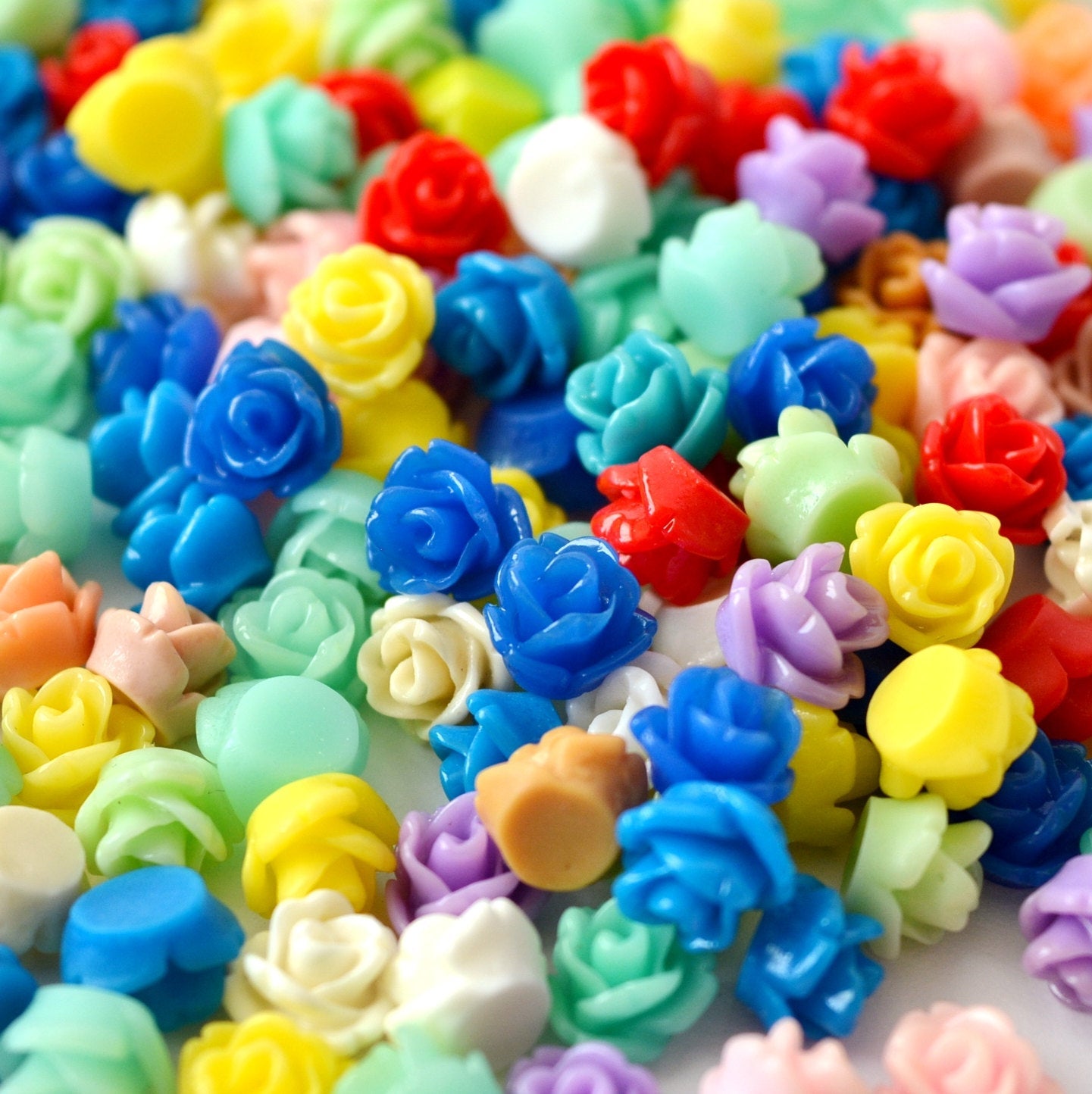 7.5mm Rose Cabochons in Colorful Resin