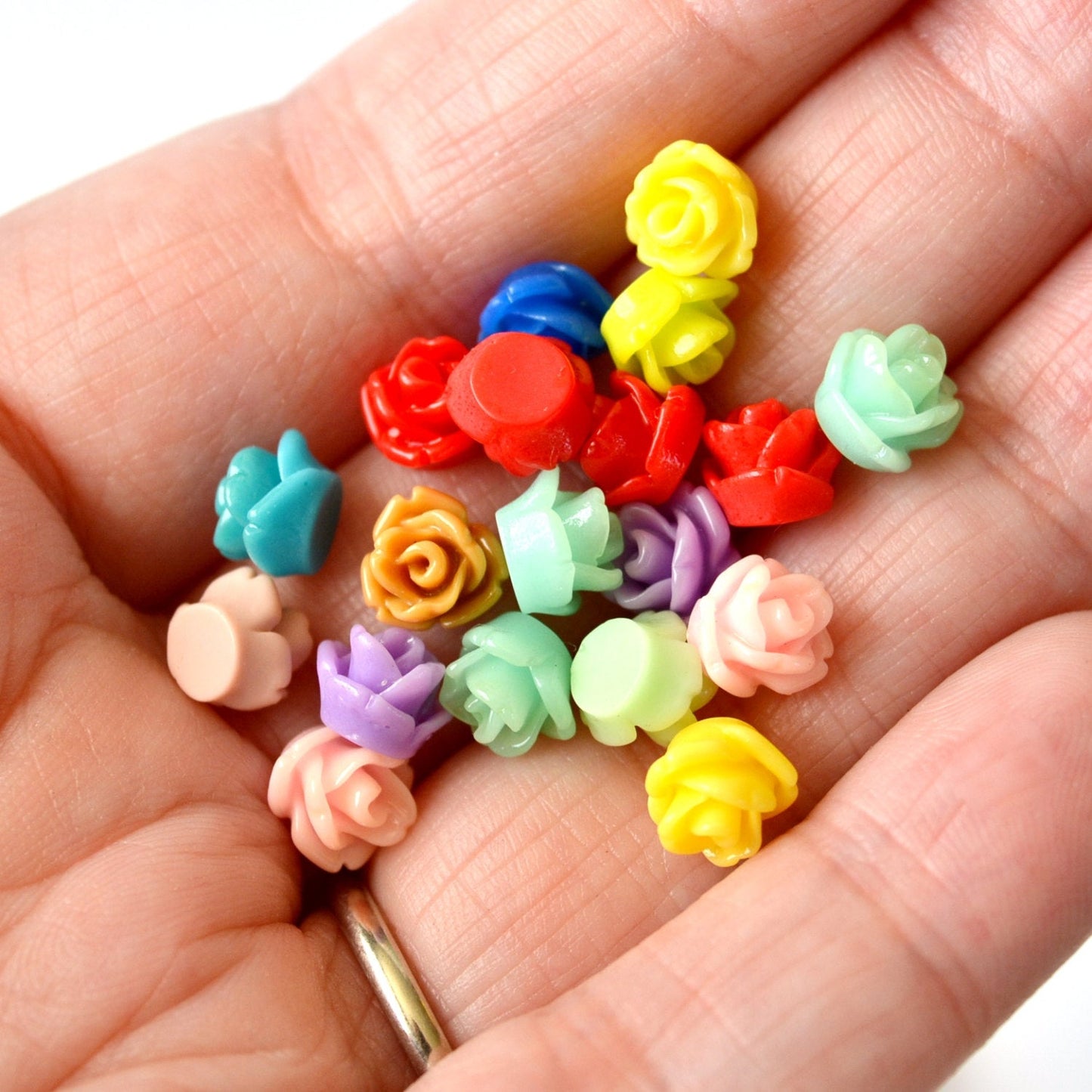 7.5mm Rose Cabochons in Colorful Resin