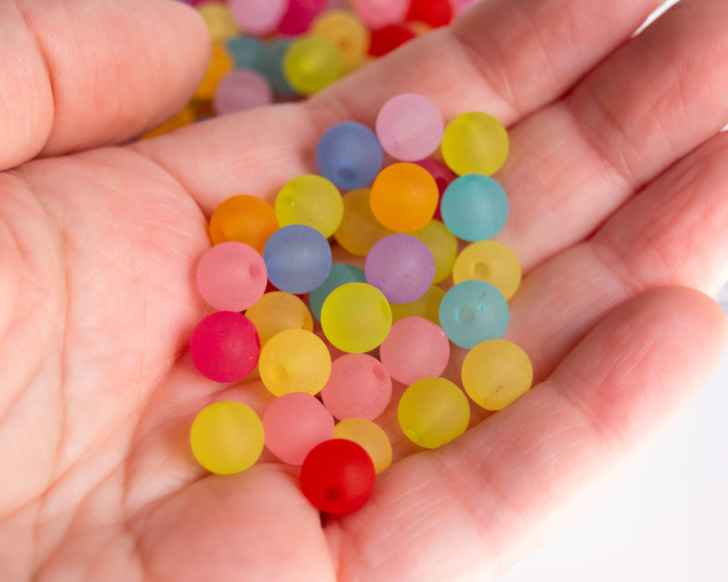 8mm Round Frosted Acrylic Beads in Pretty Colors, Lightweight For Jewelry and Crafts