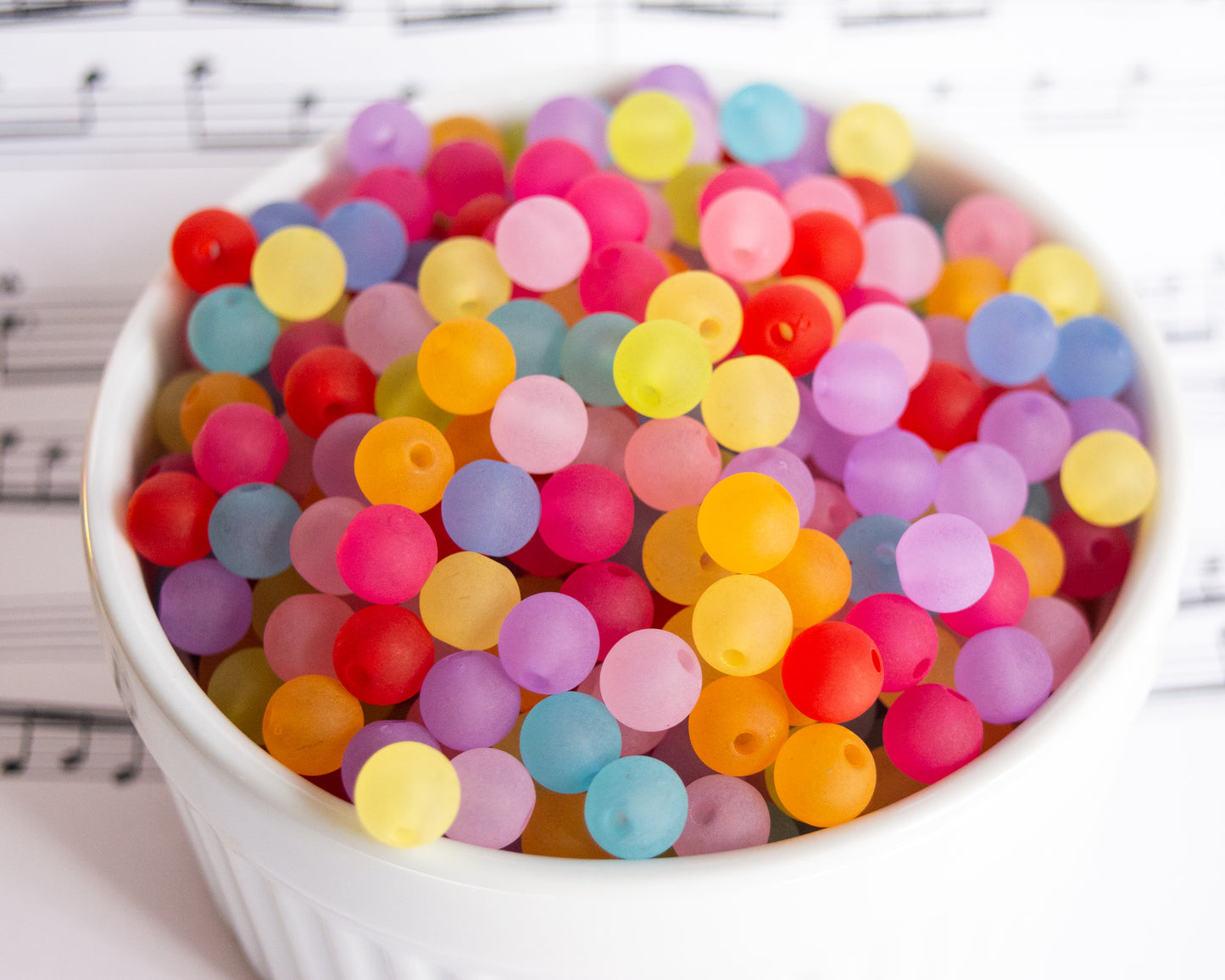 8mm Round Frosted Acrylic Beads in Pretty Colors, Lightweight For Jewelry and Crafts