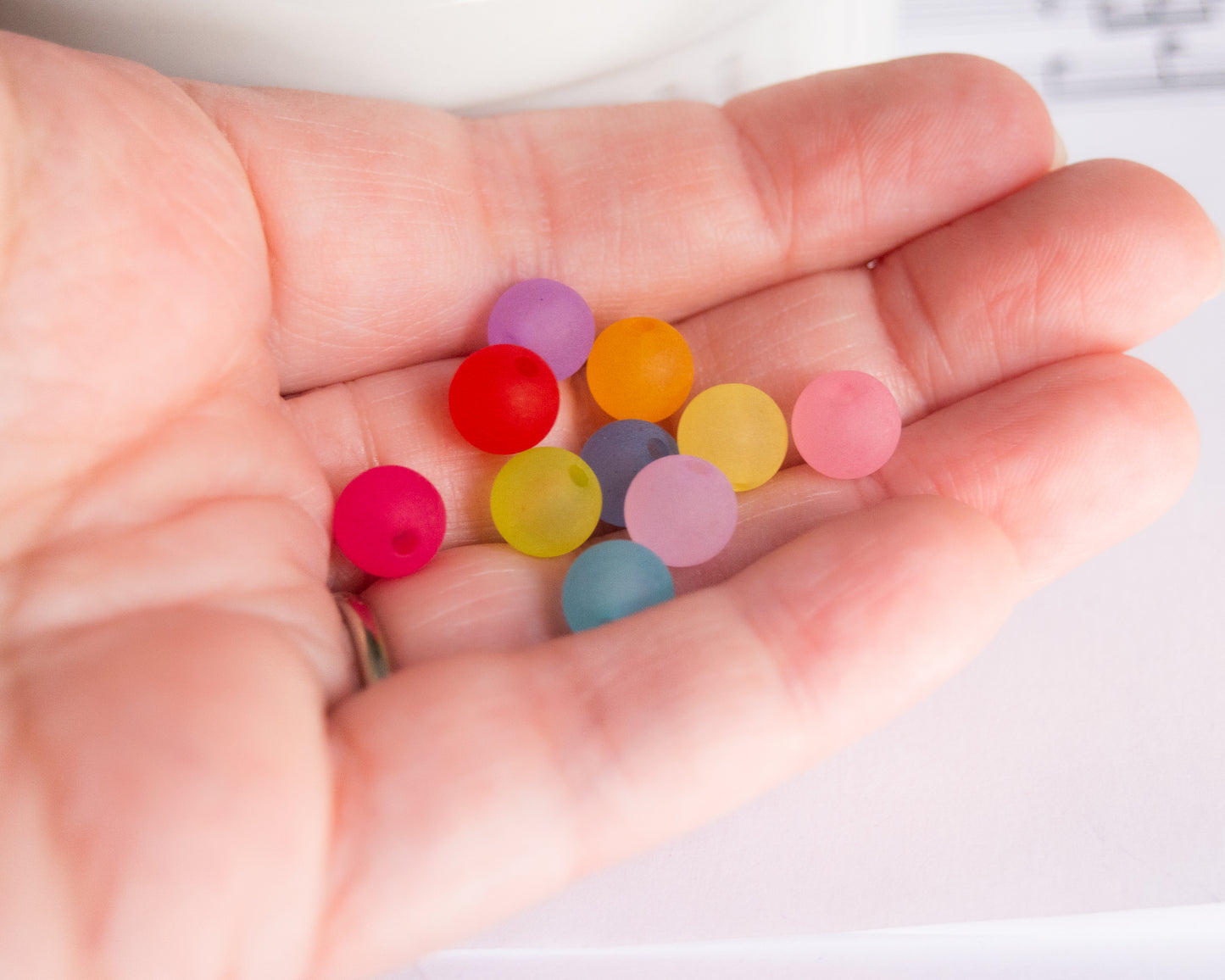 8mm Round Frosted Acrylic Beads in Pretty Colors, Lightweight For Jewelry and Crafts