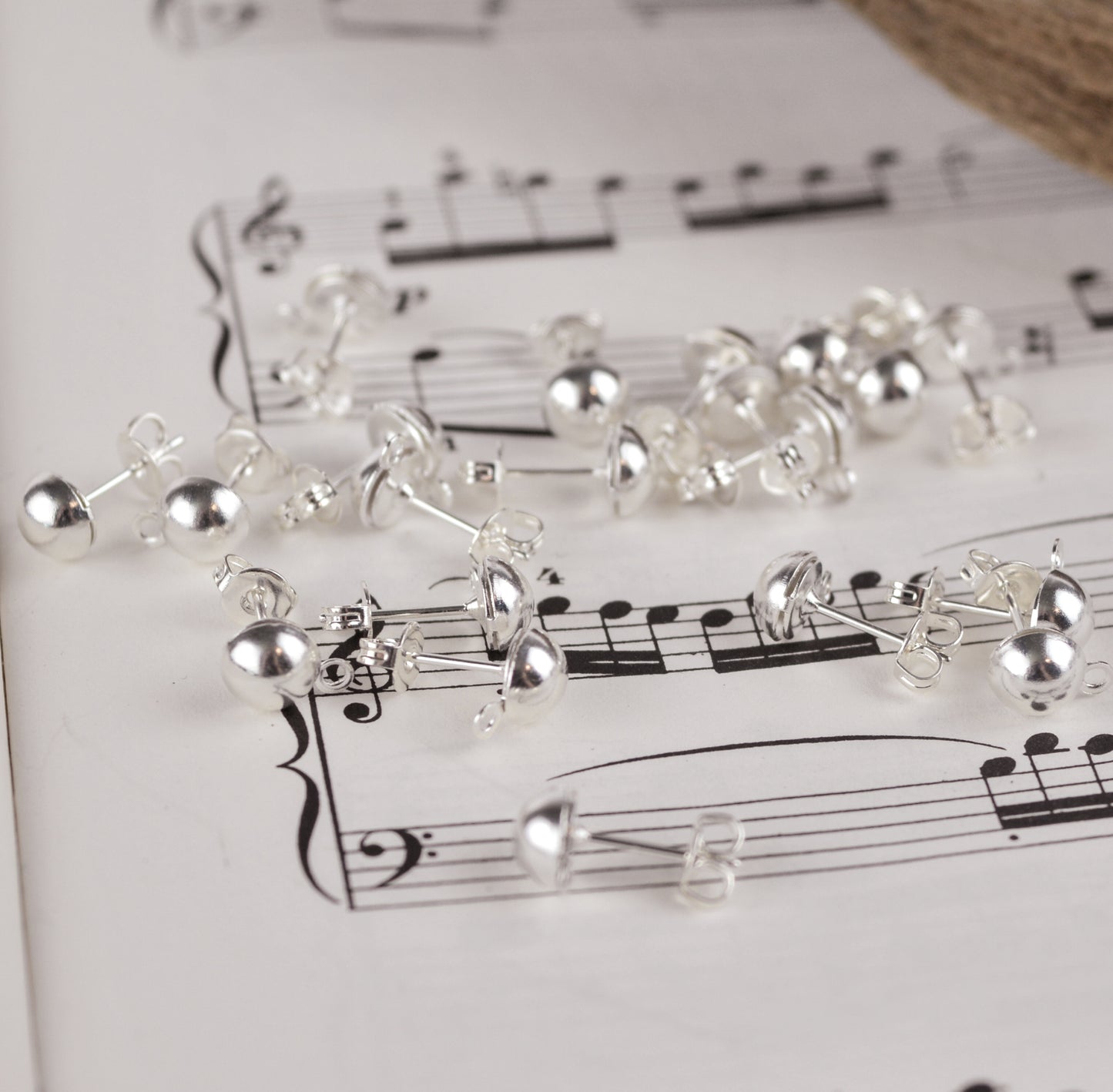 6mm Domed Earrings with Closed Loop, Choose Silver, Gold, Gunmetal, or Antiqued Gold Plated Brass
