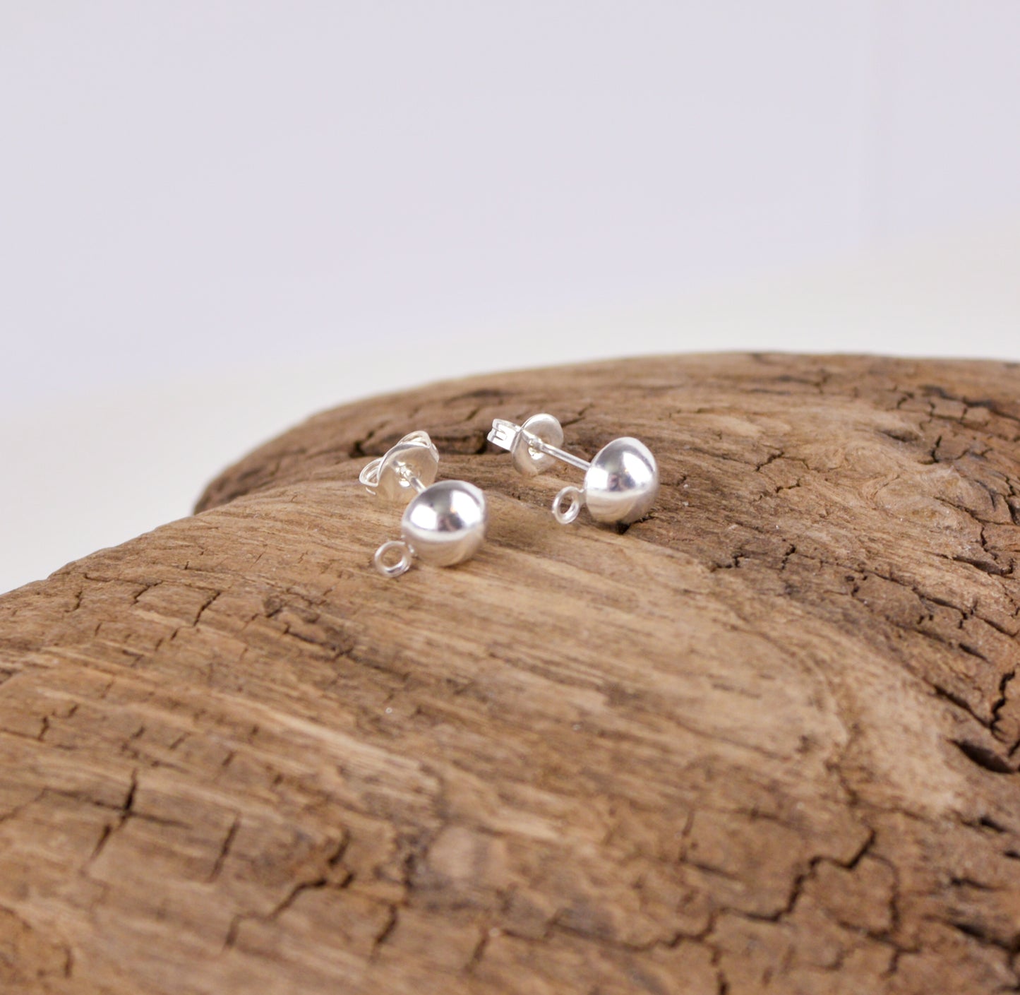 6mm Domed Earrings with Closed Loop, Choose Silver, Gold, Gunmetal, or Antiqued Gold Plated Brass