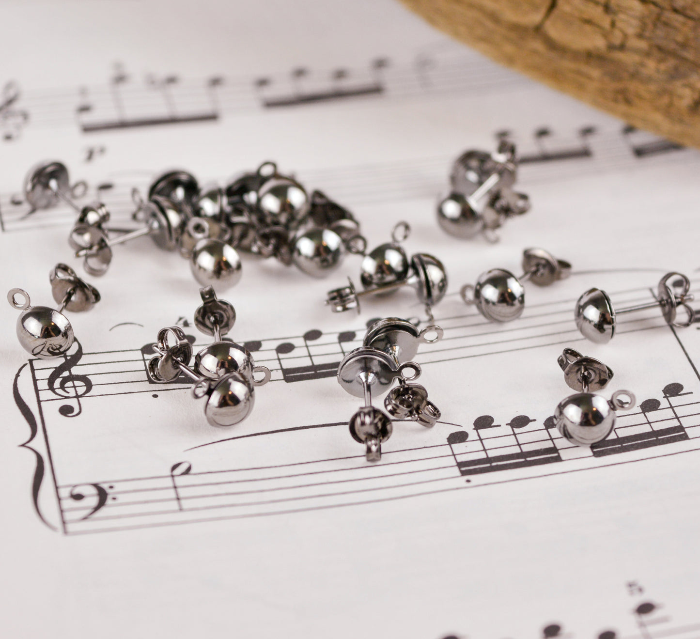 6mm Domed Earrings with Closed Loop, Choose Silver, Gold, Gunmetal, or Antiqued Gold Plated Brass