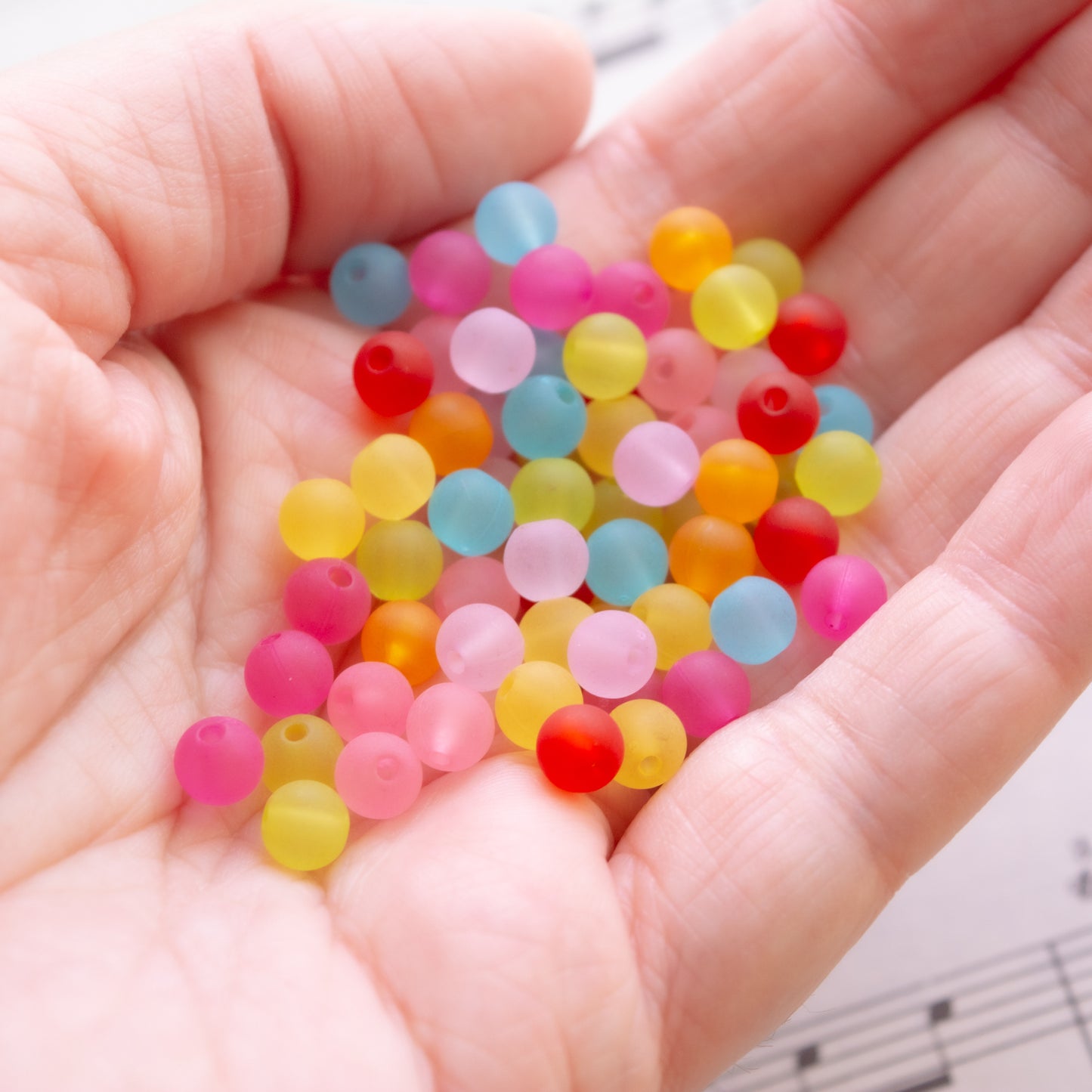 6mm Round Frosted Acrylic Beads in Pretty Colors, Lightweight Semi-Translucent Fun, Satin Finish Mixed Colors For DIY Jewelry and Crafts