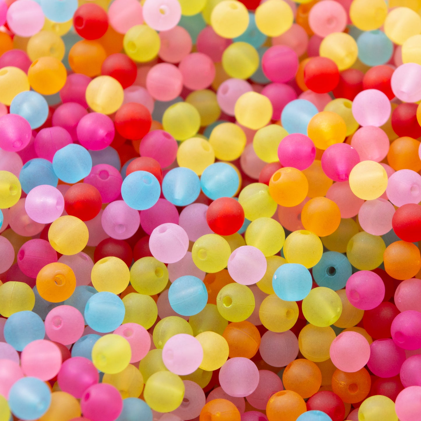 6mm Round Frosted Acrylic Beads in Pretty Colors, Lightweight Semi-Translucent Fun, Satin Finish Mixed Colors For DIY Jewelry and Crafts