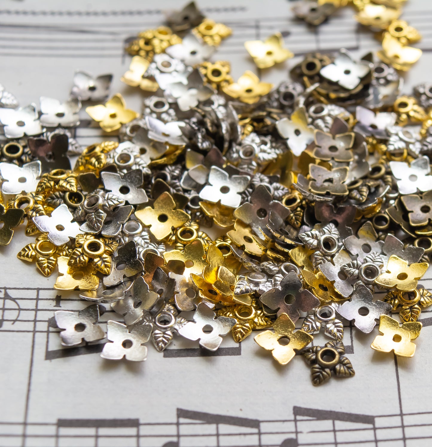 7.5mm Leafy Beadcaps, Choose your Color