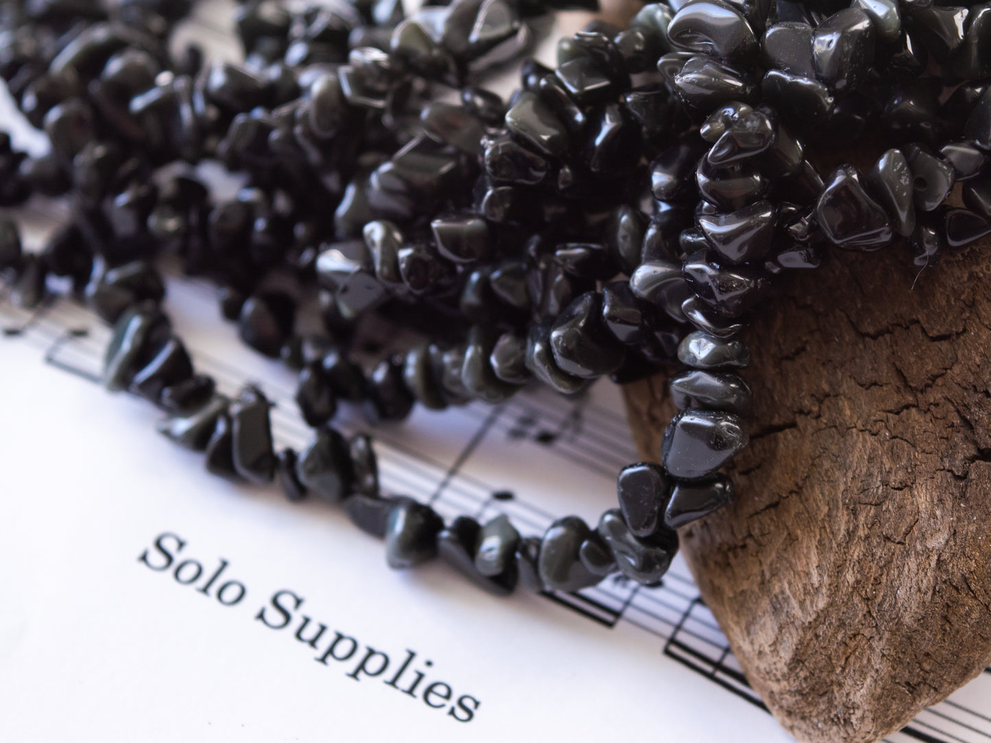 Sheen Obsidian Chip Beads, 15" Strand, Natural