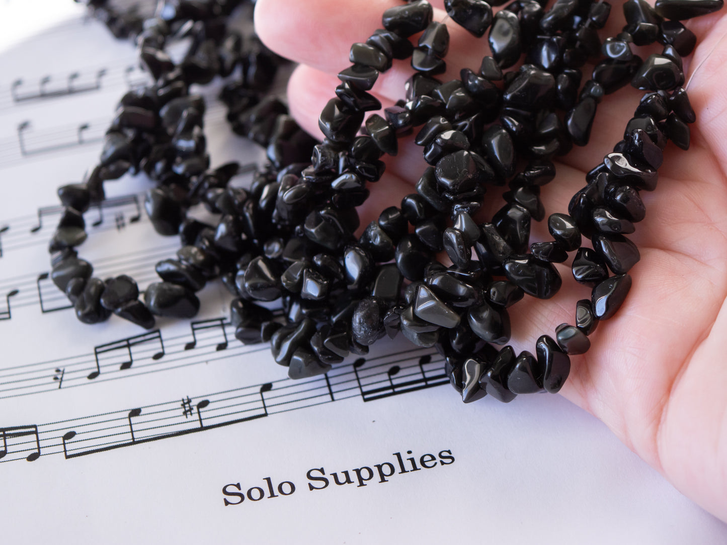 Sheen Obsidian Chip Beads, 15" Strand, Natural