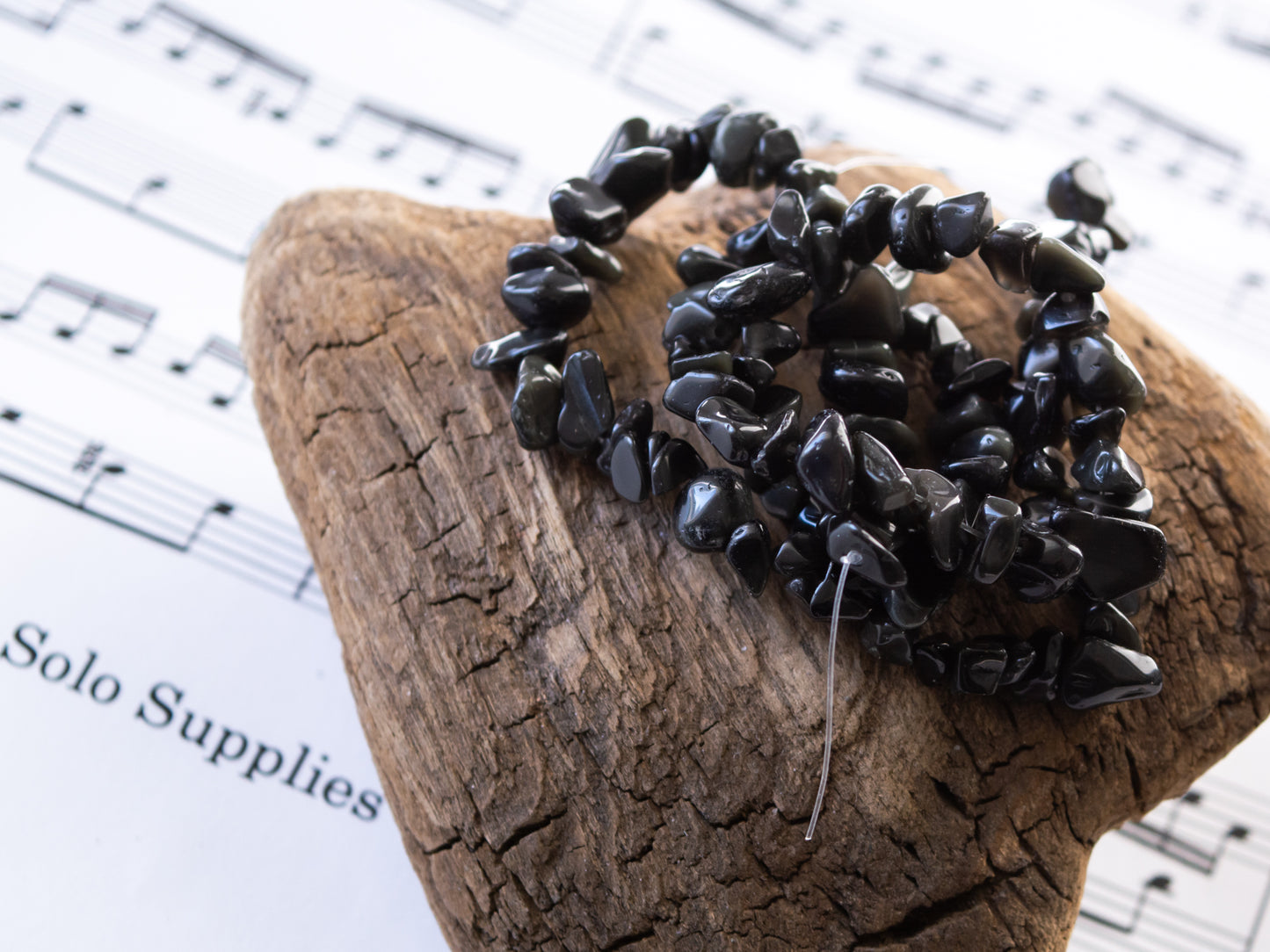 Sheen Obsidian Chip Beads, 15" Strand, Natural