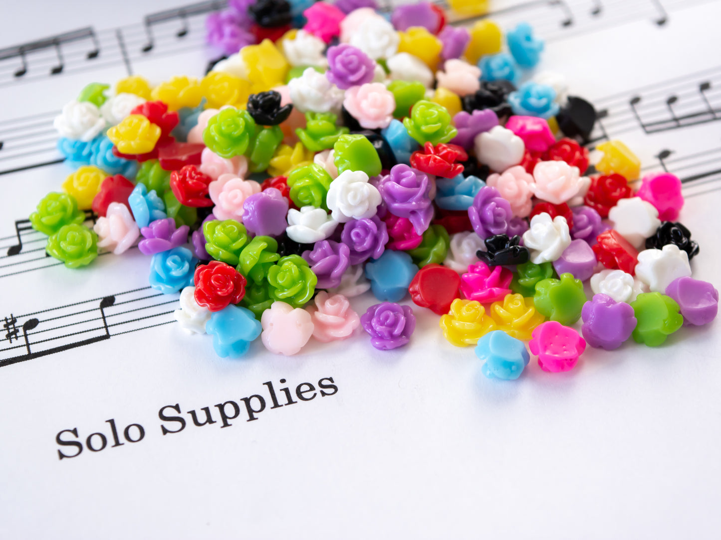 7.75mm Rose Cabochons in Colorful Resin