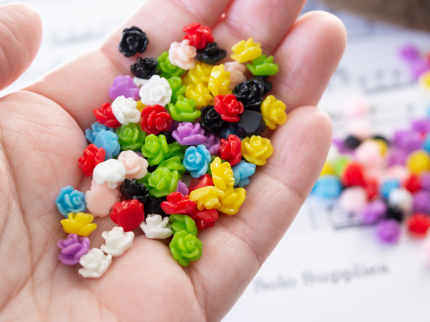7.75mm Rose Cabochons in Colorful Resin