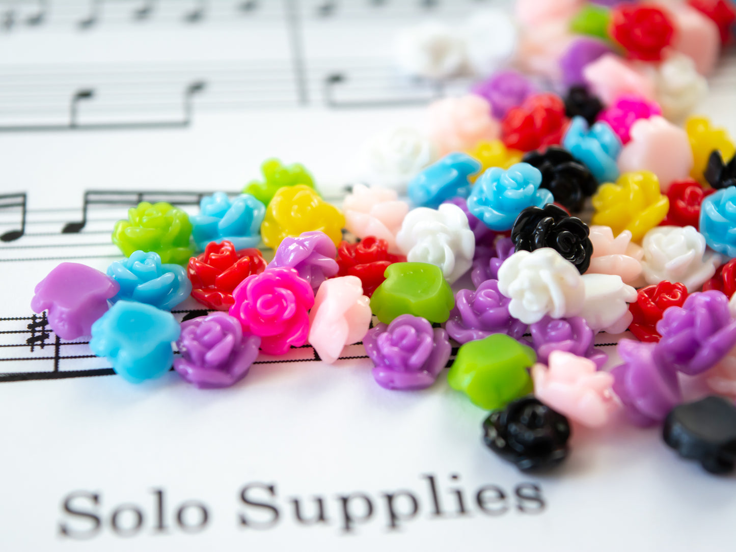 7.75mm Rose Cabochons in Colorful Resin