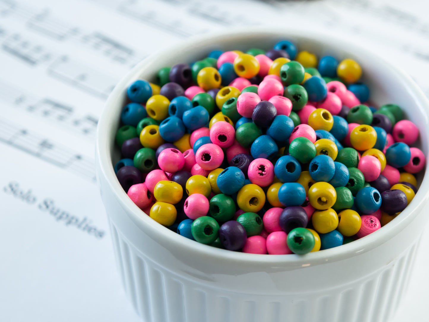 6x7mm Colorful Wooden Beads, Off-Round Shape