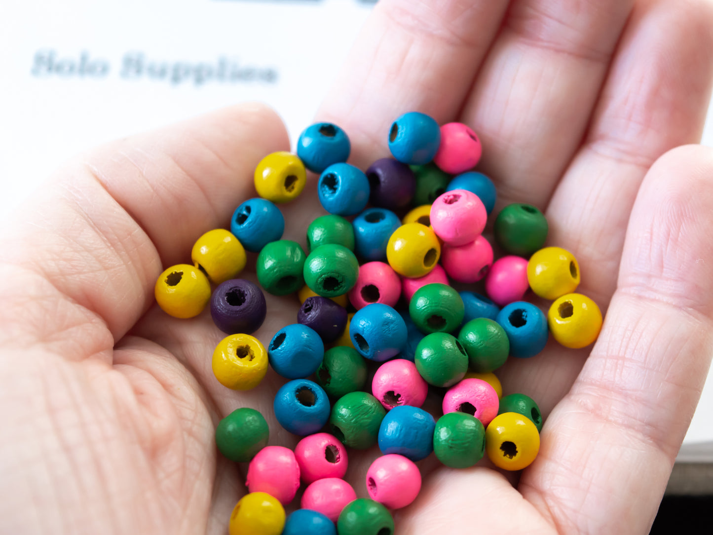 6x7mm Colorful Wooden Beads, Off-Round Shape