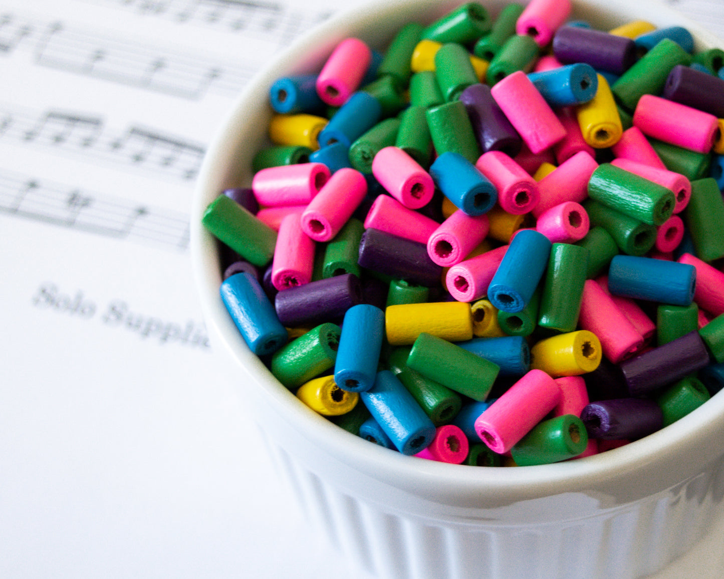 12x6mm Colorful Wooden Beads, Tube Shape