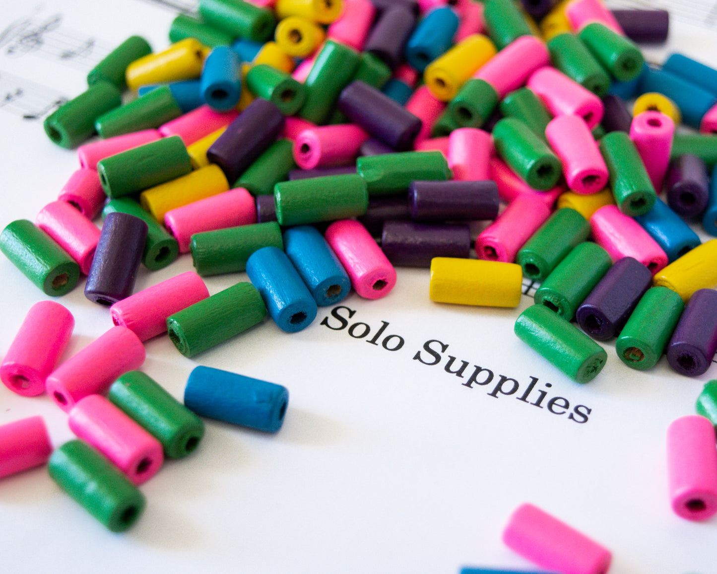 12x6mm Colorful Wooden Beads, Tube Shape