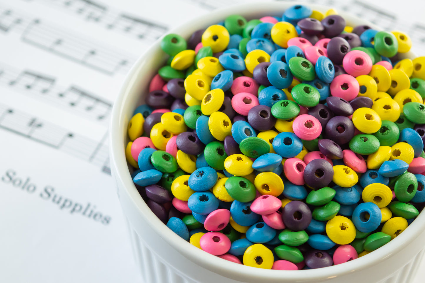 4x8mm Colorful Wooden Beads, Saucer Shaped Rondelles