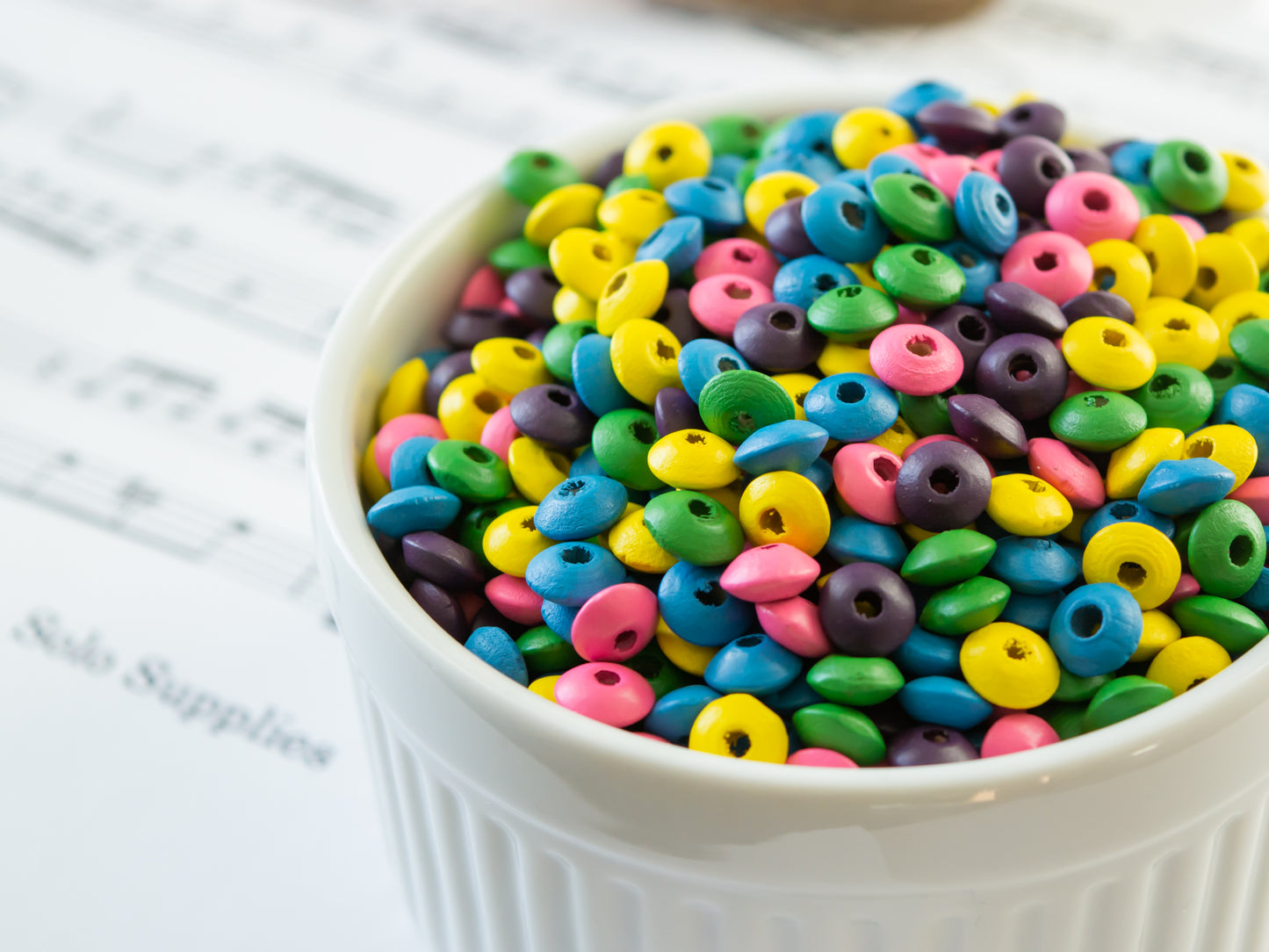 4x8mm Colorful Wooden Beads, Saucer Shaped Rondelles