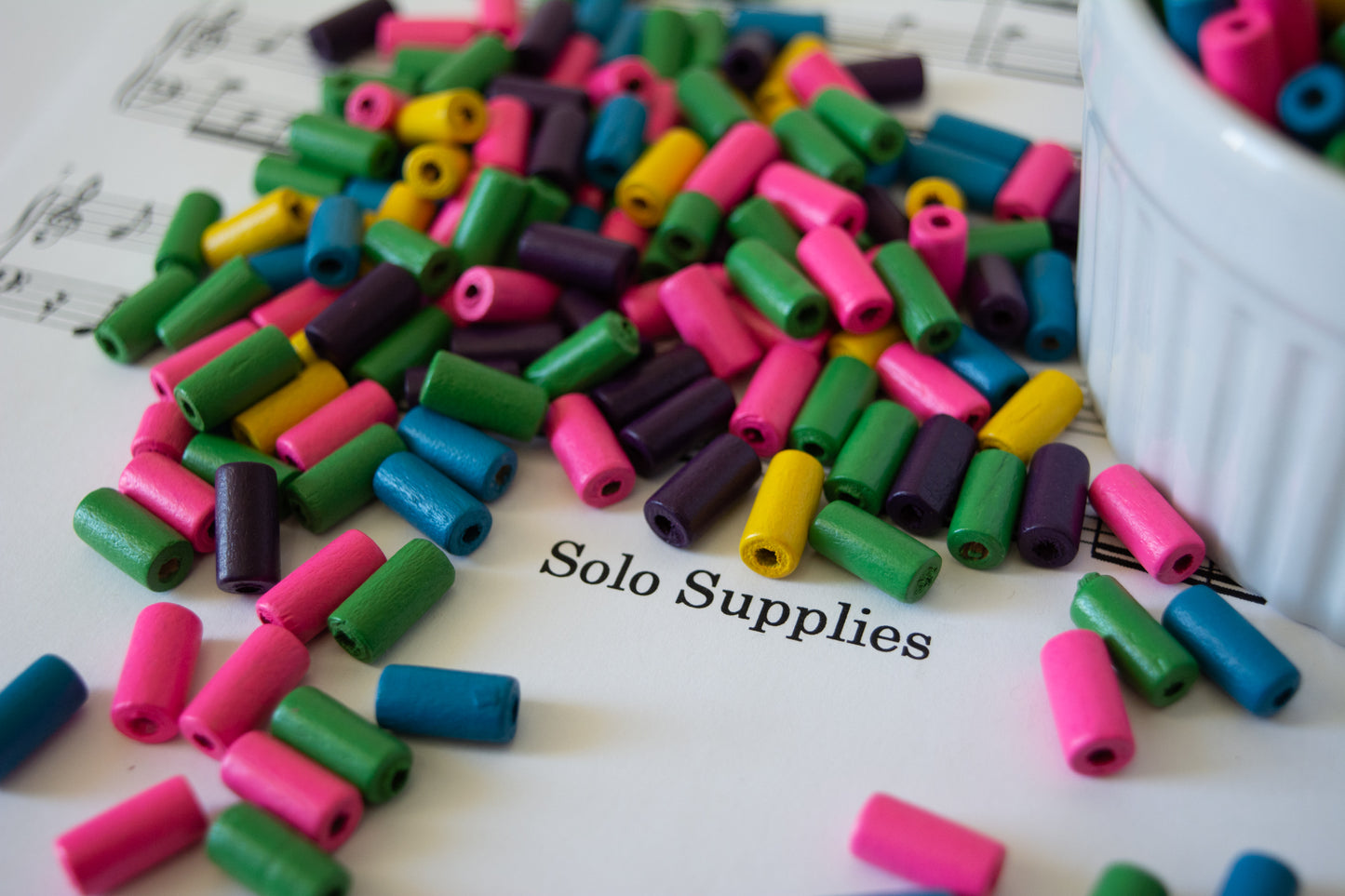 12x6mm Colorful Wooden Beads, Tube Shape