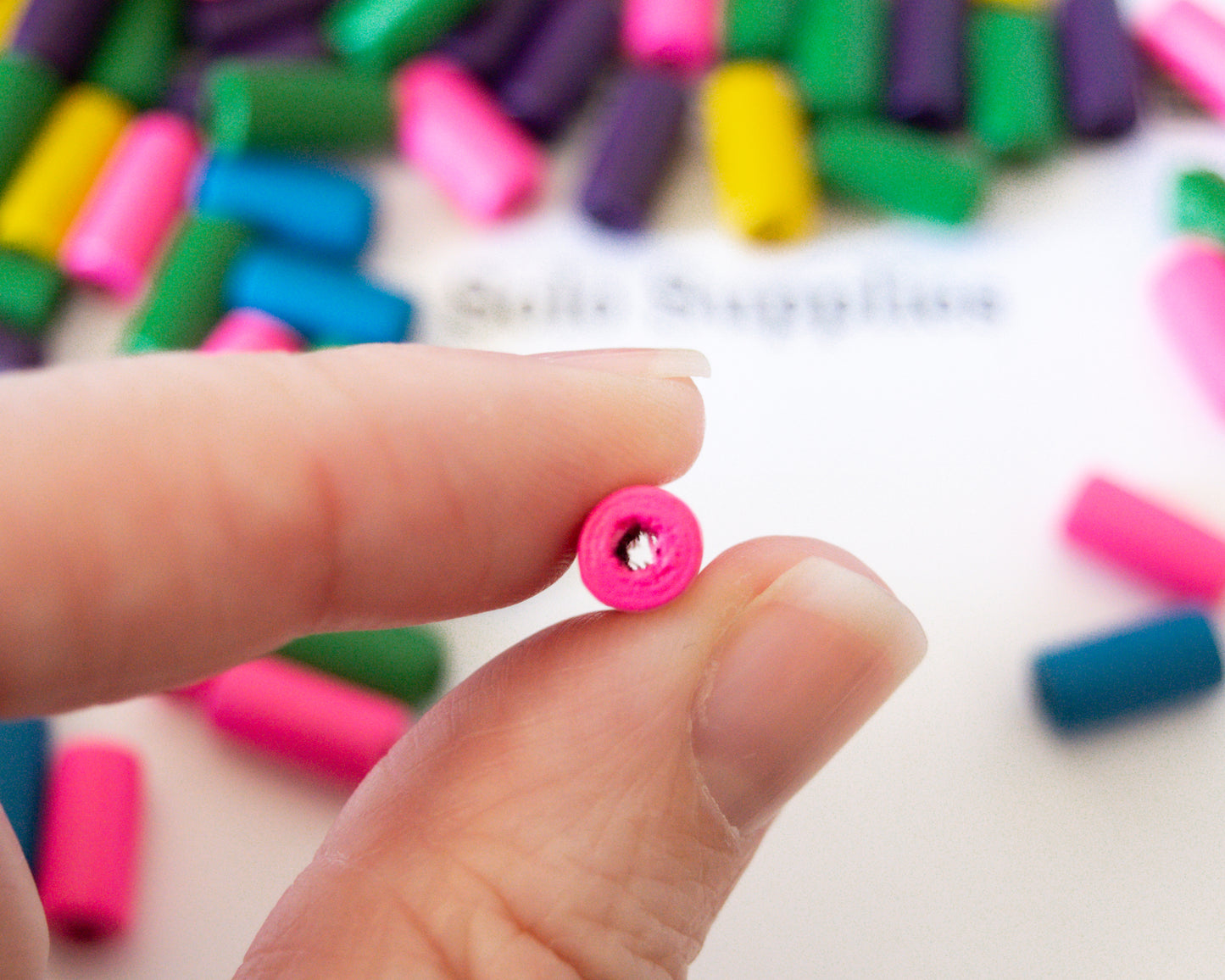 12x6mm Colorful Wooden Beads, Tube Shape