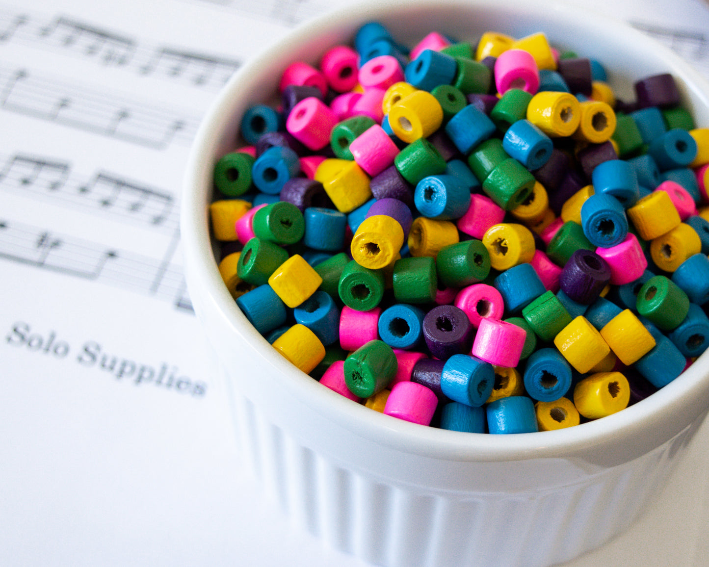 6x7mm Colorful Wooden Beads, Tube Shape