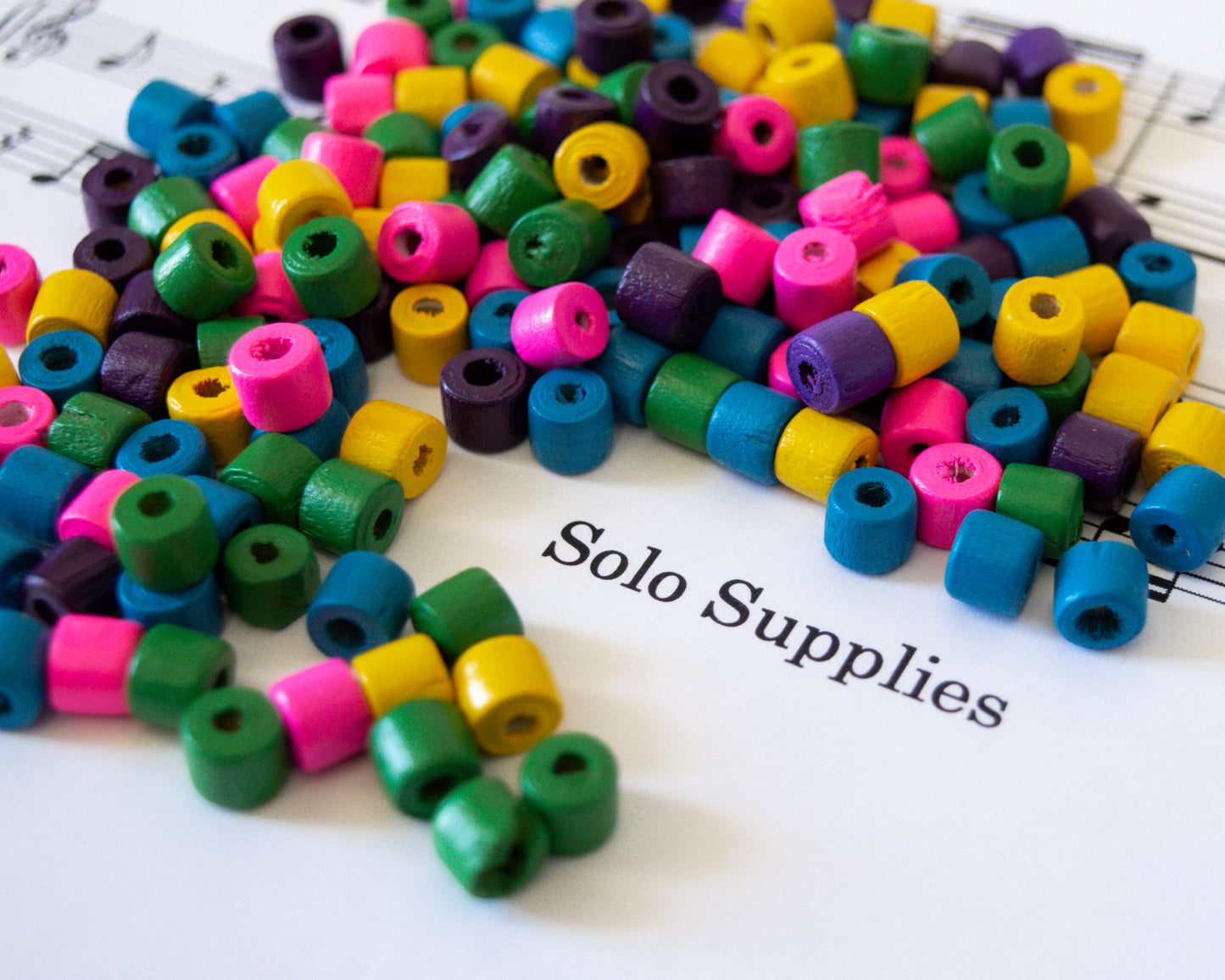 6x7mm Colorful Wooden Beads, Tube Shape