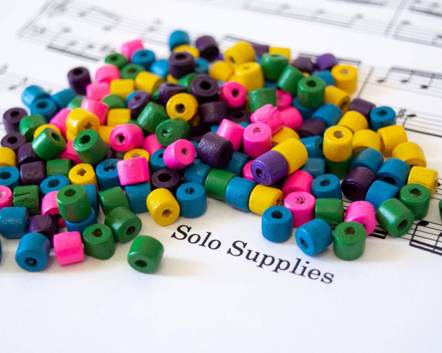 6x7mm Colorful Wooden Beads, Tube Shape