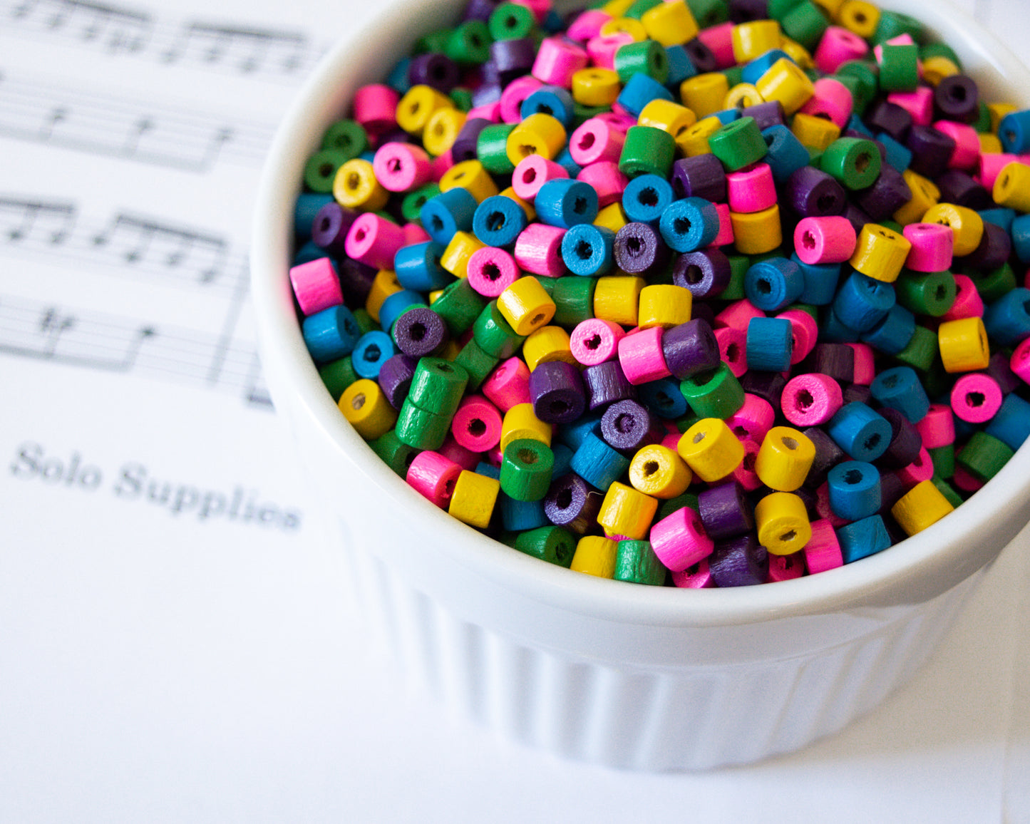 4x5mm Colorful Wooden Beads, Tube Shape